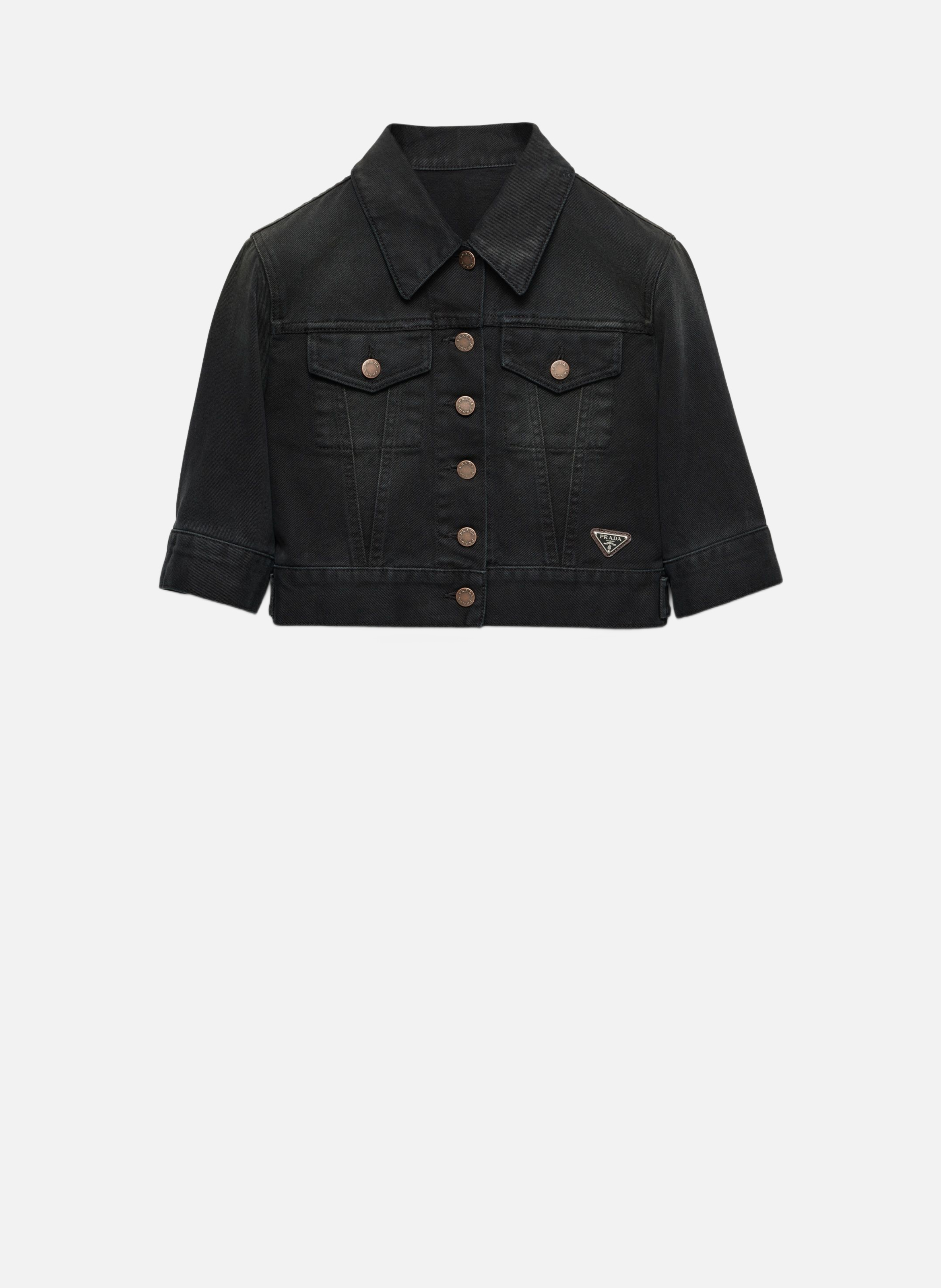 Blouson court en denim PRADA Noir