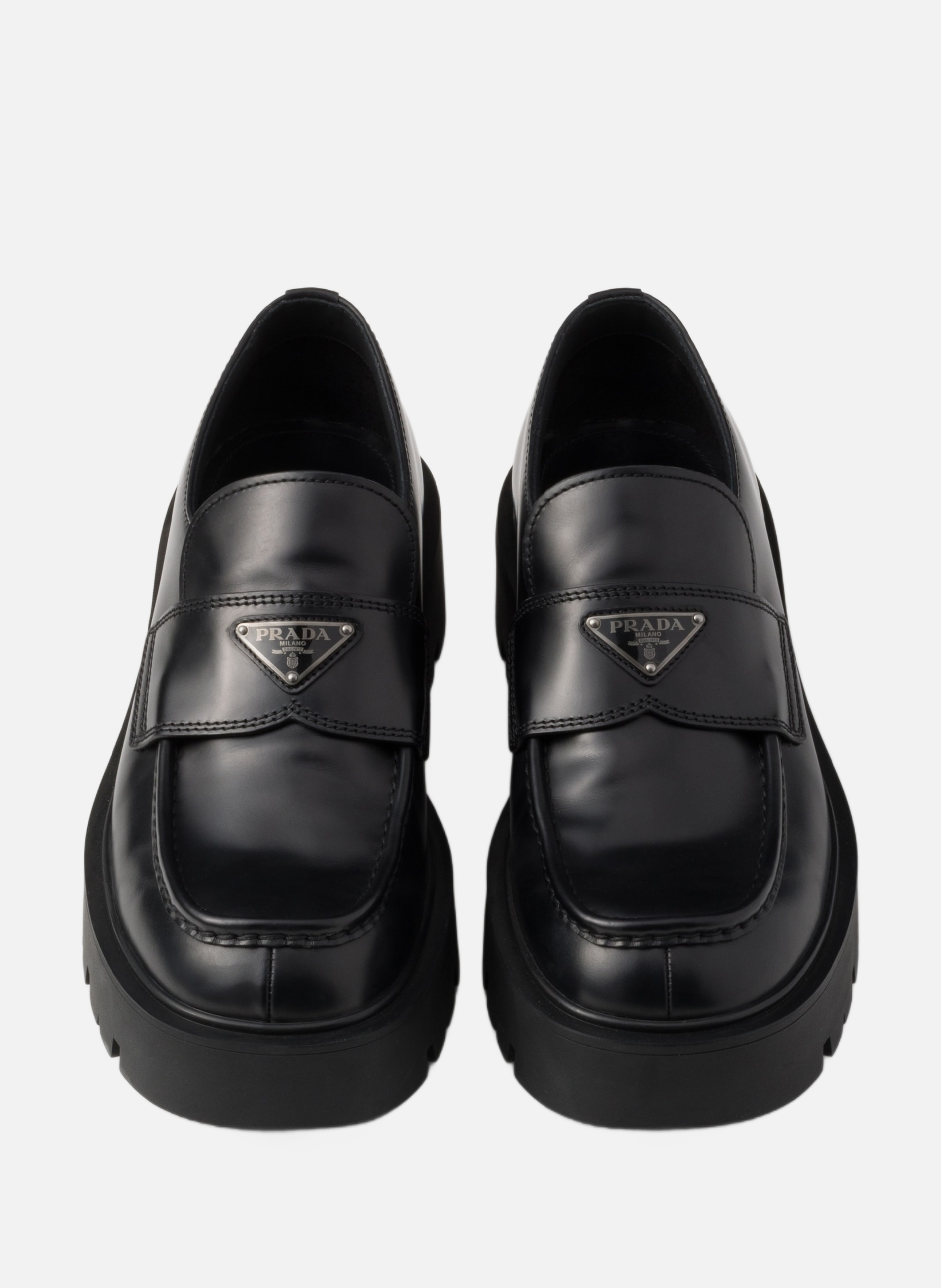 Mocassins en cuir brossé PRADA Noir