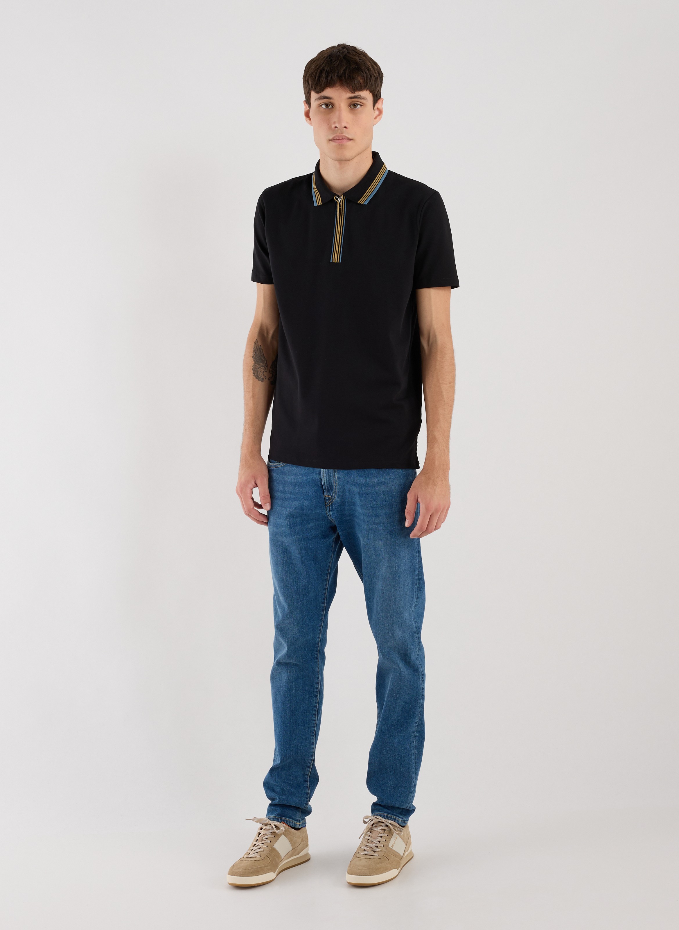 Polo en coton mélangé Noir