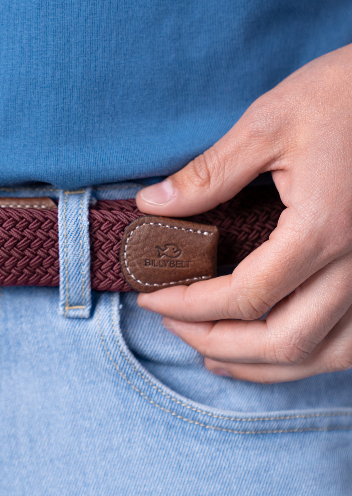 Ceinture tressée élastique unie BILLYBELT Rouge