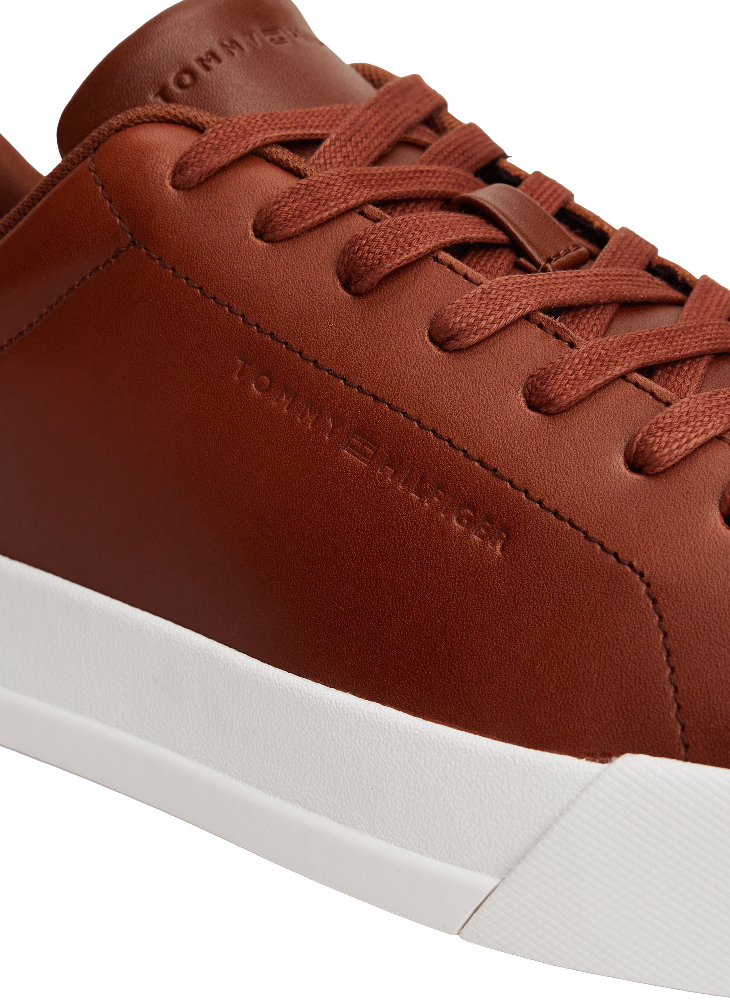 Leather logo sneakers TOMMY HILFIGER Brown