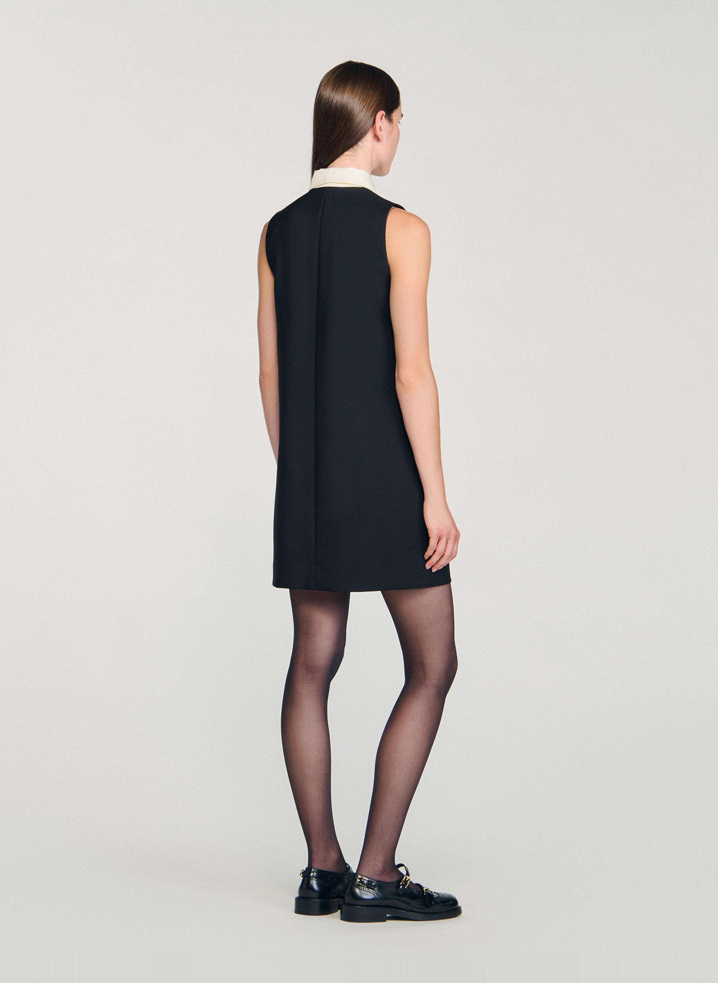 Robe courte sans manches avec col chemise SANDRO Noir