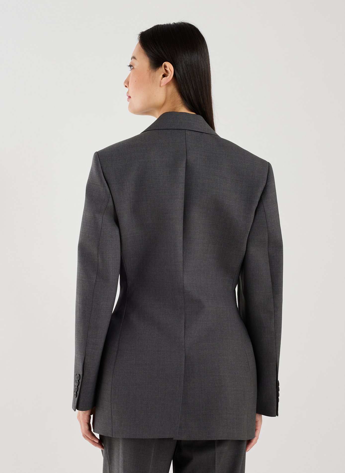 Veste cintrée col tailleur en laine vierge mélangée ROHE FRAMES Gris
