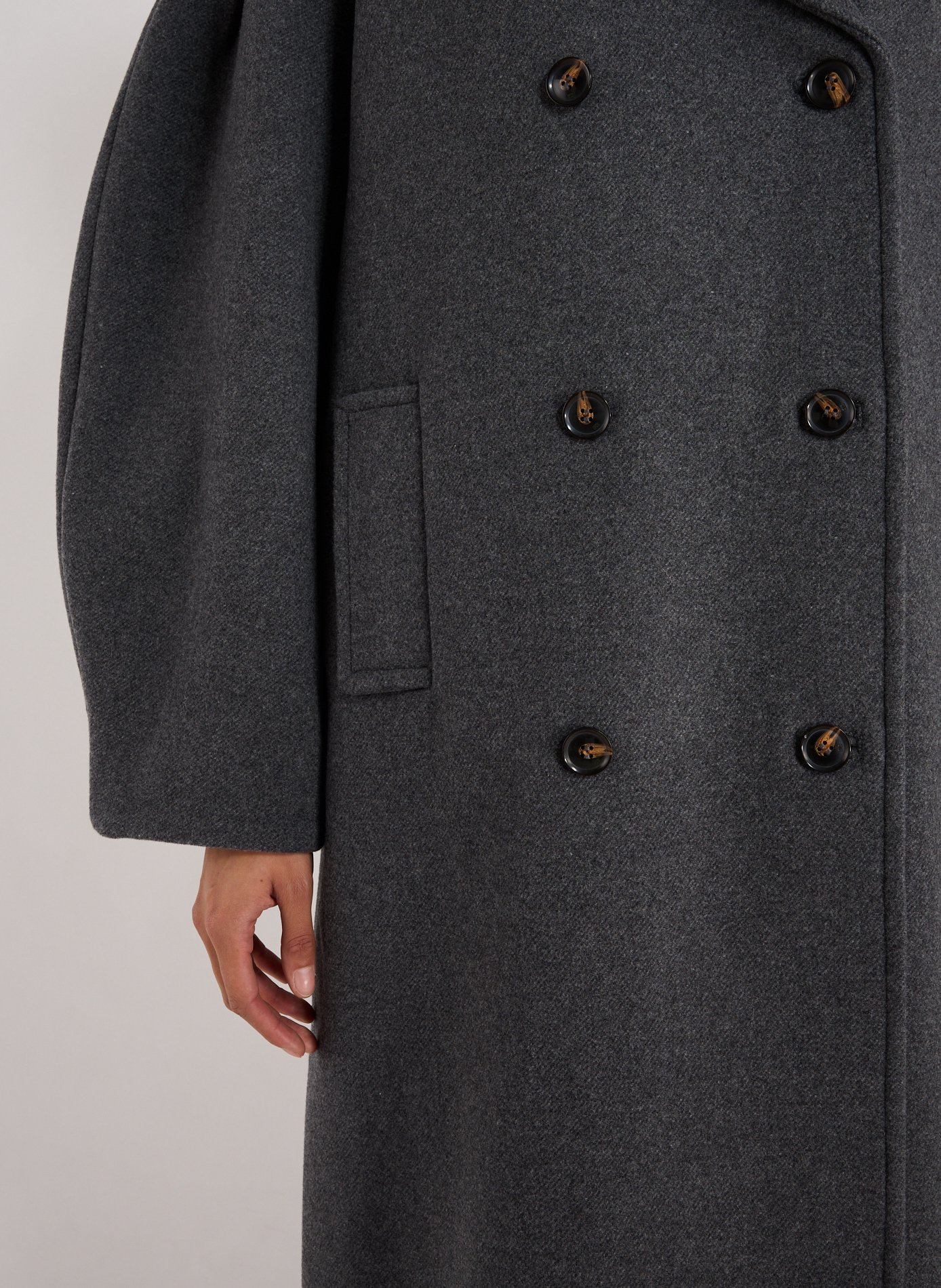 Oversized long woolen peacoat GANNI Grey