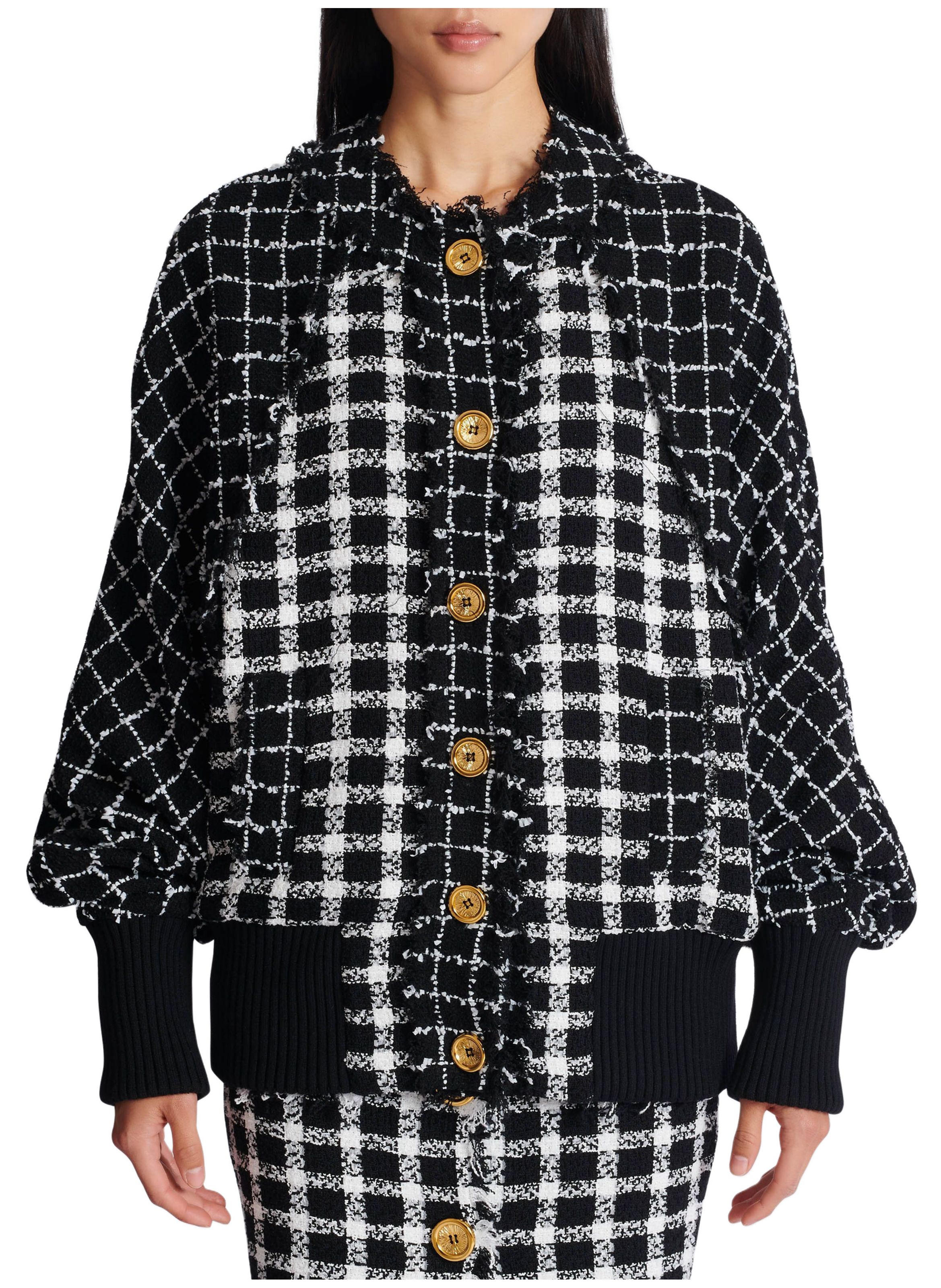 Bomber oversize en tweed mélangé BALMAIN Noir