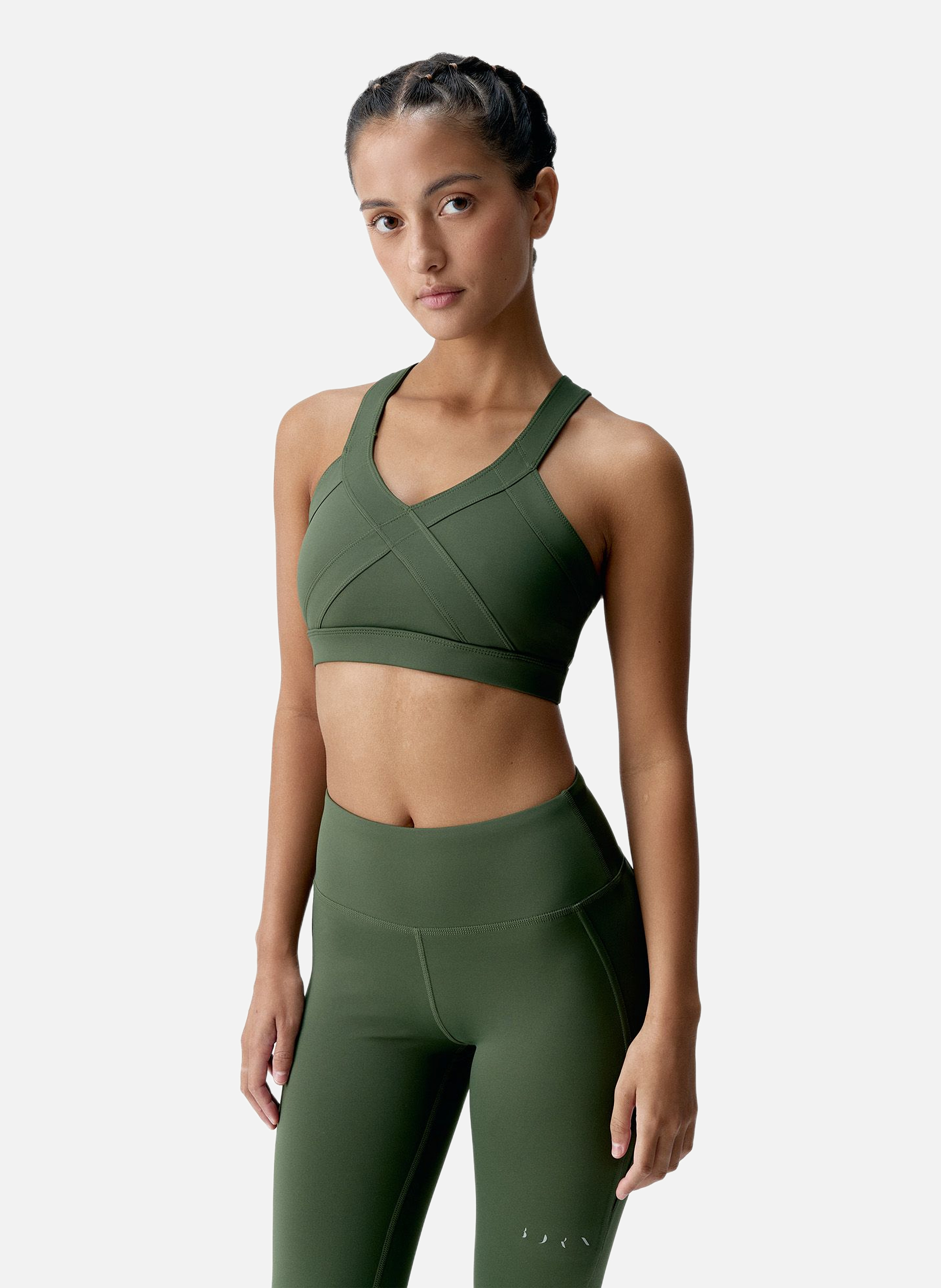 Brassière de sport performance fixation moyenne umay BORN LIVING YOGA Kaki