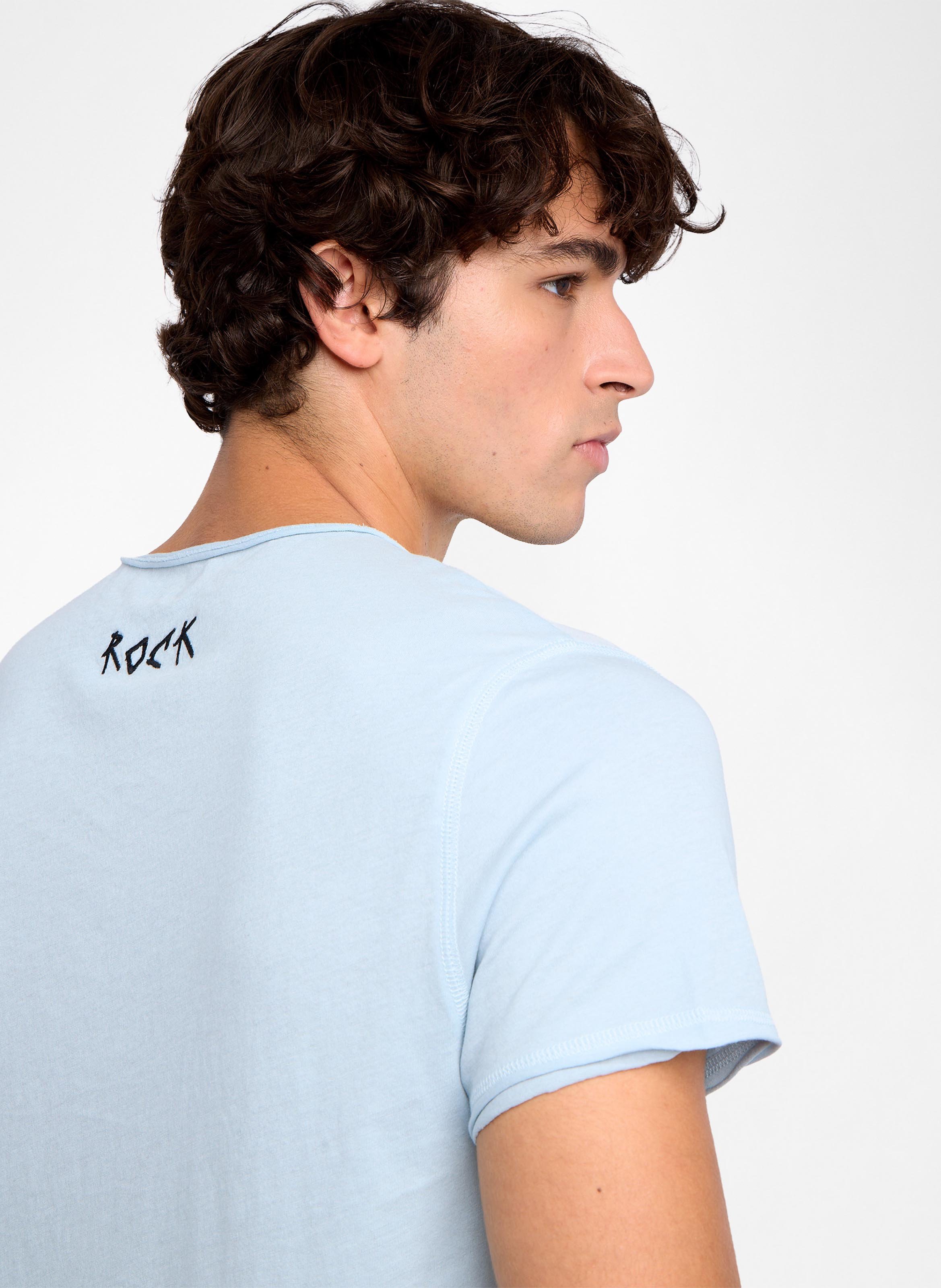 Tee-shirt droit col tunisien en coton monastir ZADIG&VOLTAIRE Bleu