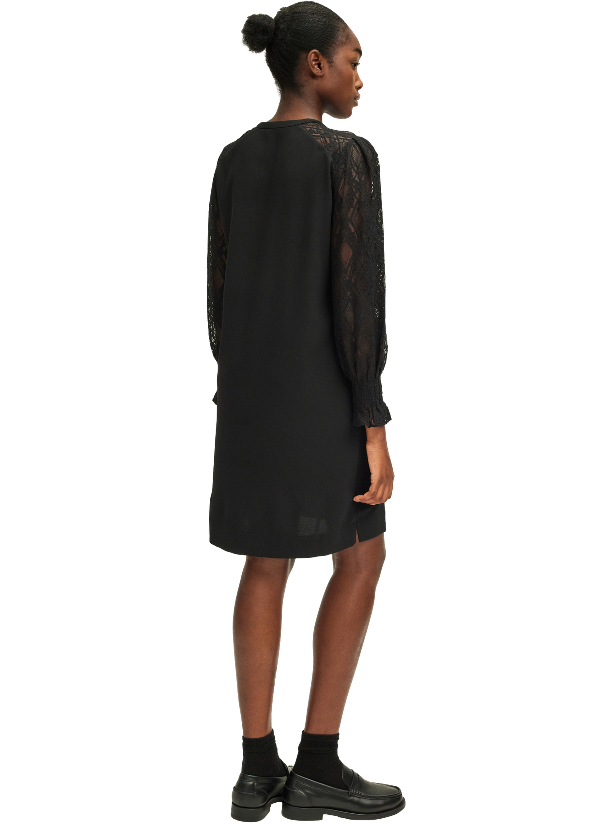 Robe courte aux manches en dentelle - stephanie PABLO Noir