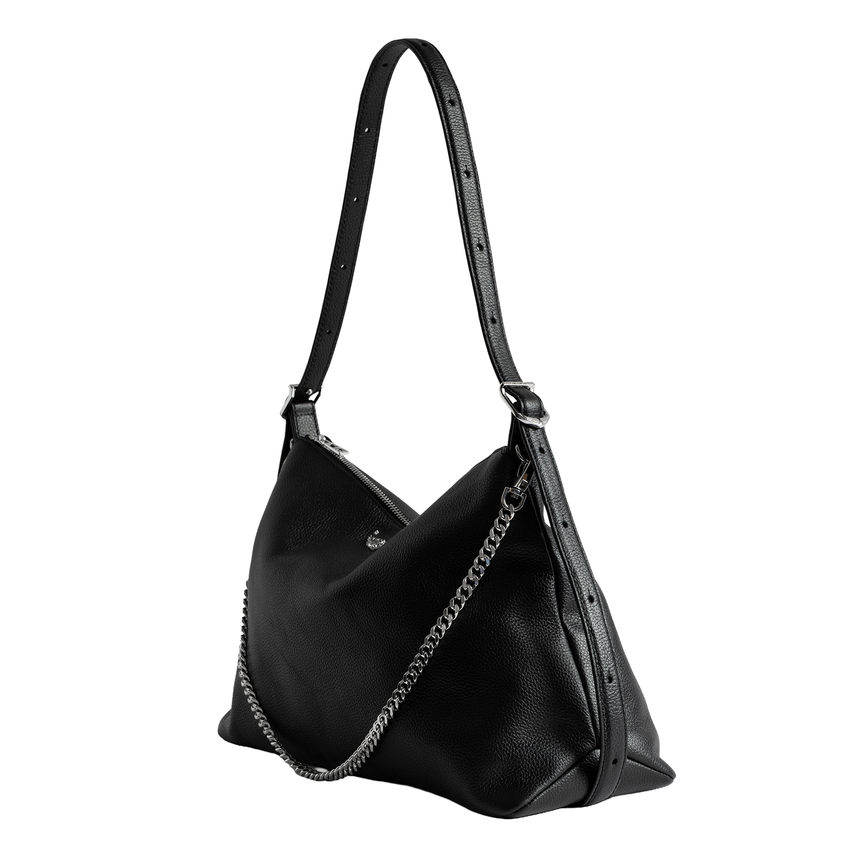 Sac porté épaule en cuir grainé jim ZADIG&VOLTAIRE Noir