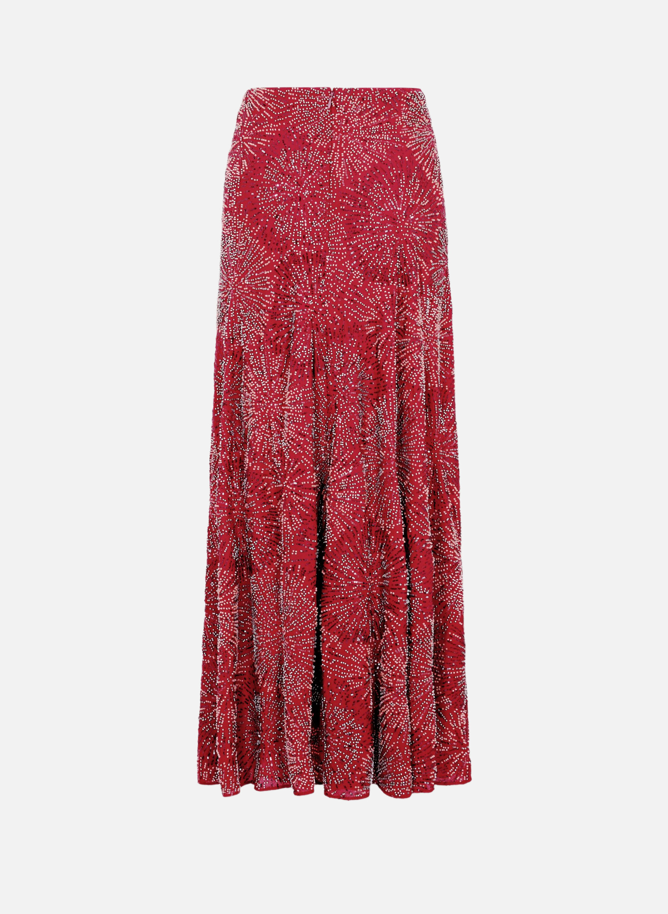 Jupe avec broderies de perles RABANNE Rouge