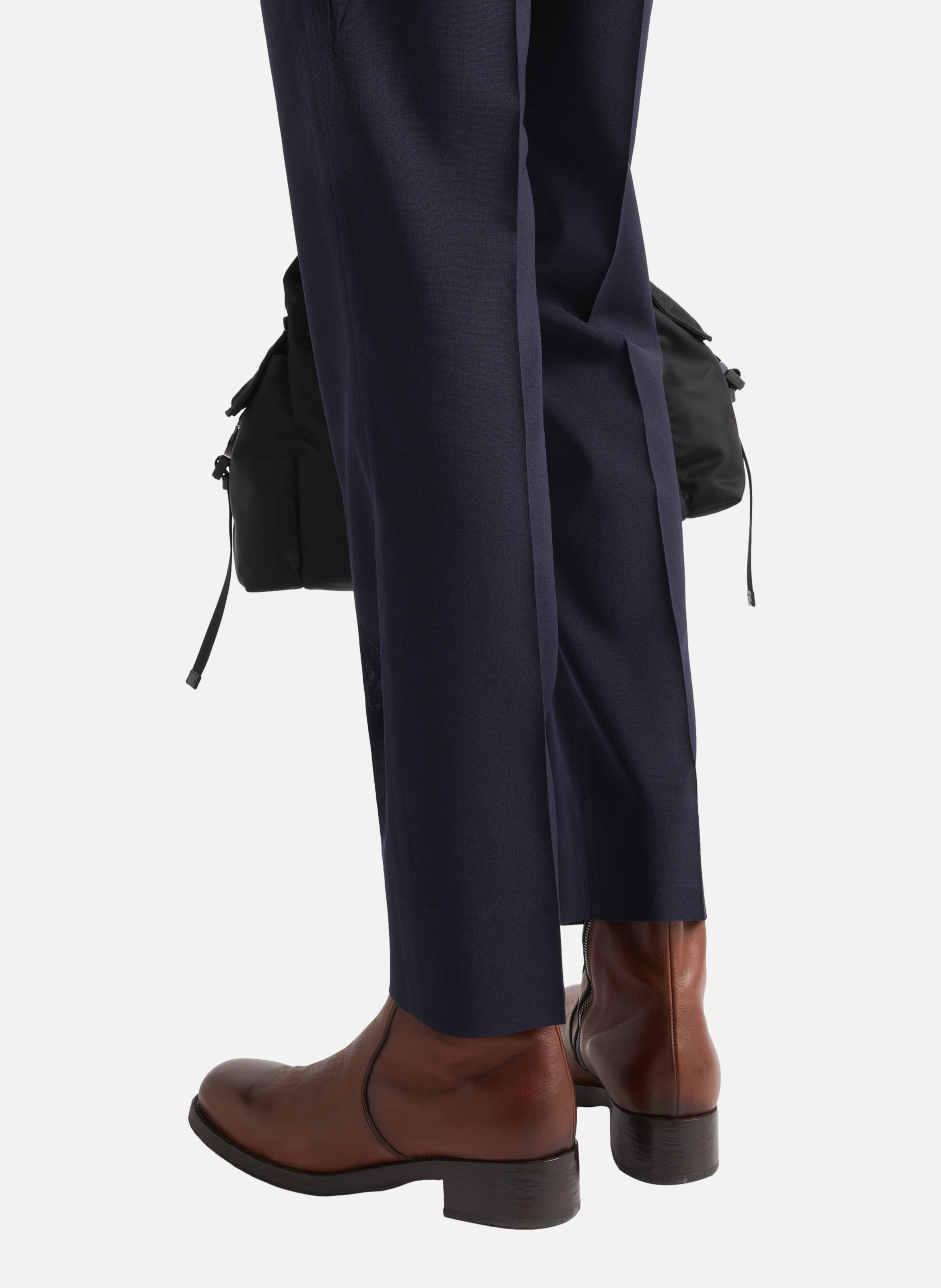 Bottes en cuir avec fermeture à glissière PRADA Marron