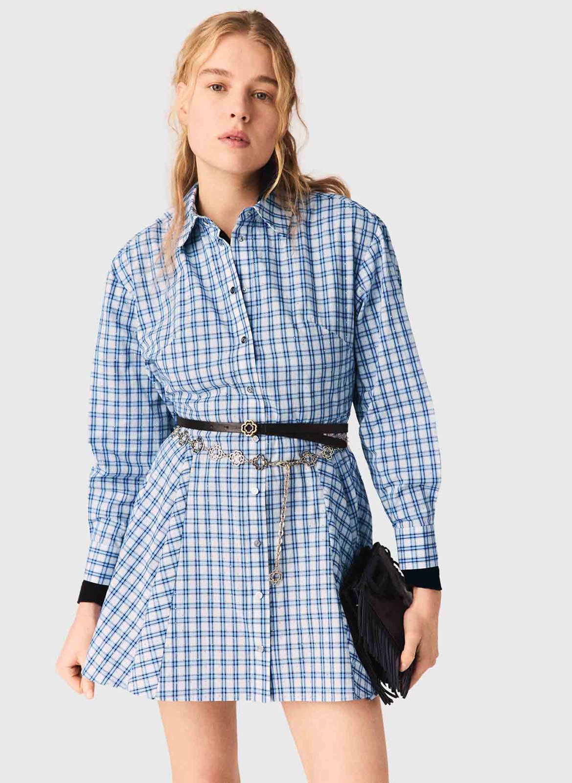 Robe courte à carreaux MAJE Bleu