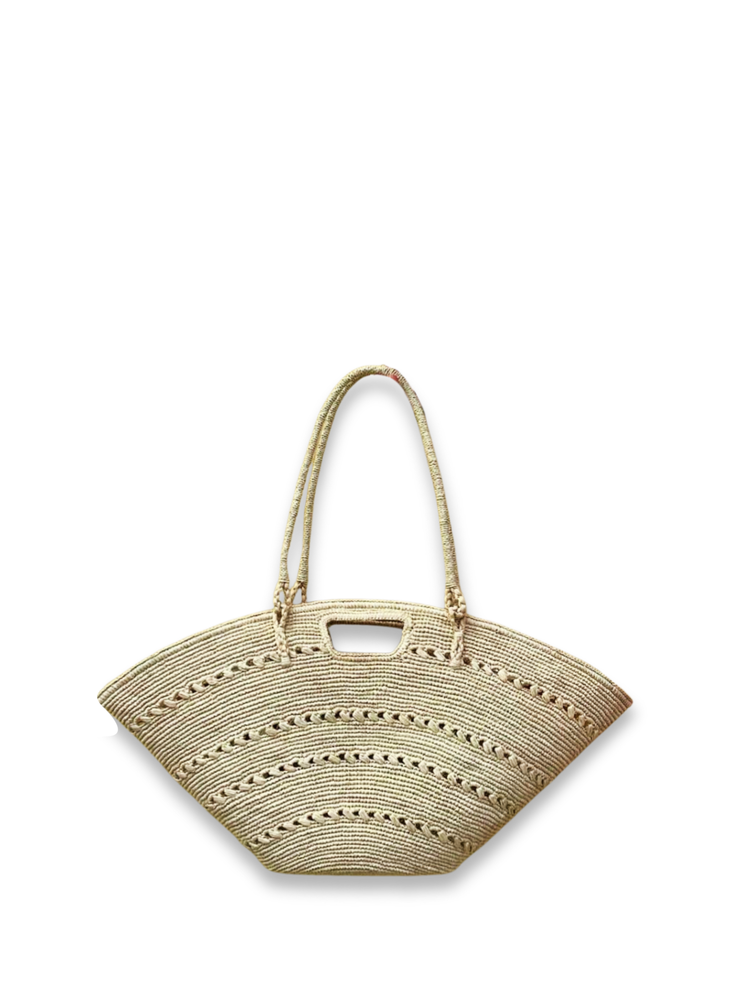Muse tote bag in woven palm leaves AMARRE Beige