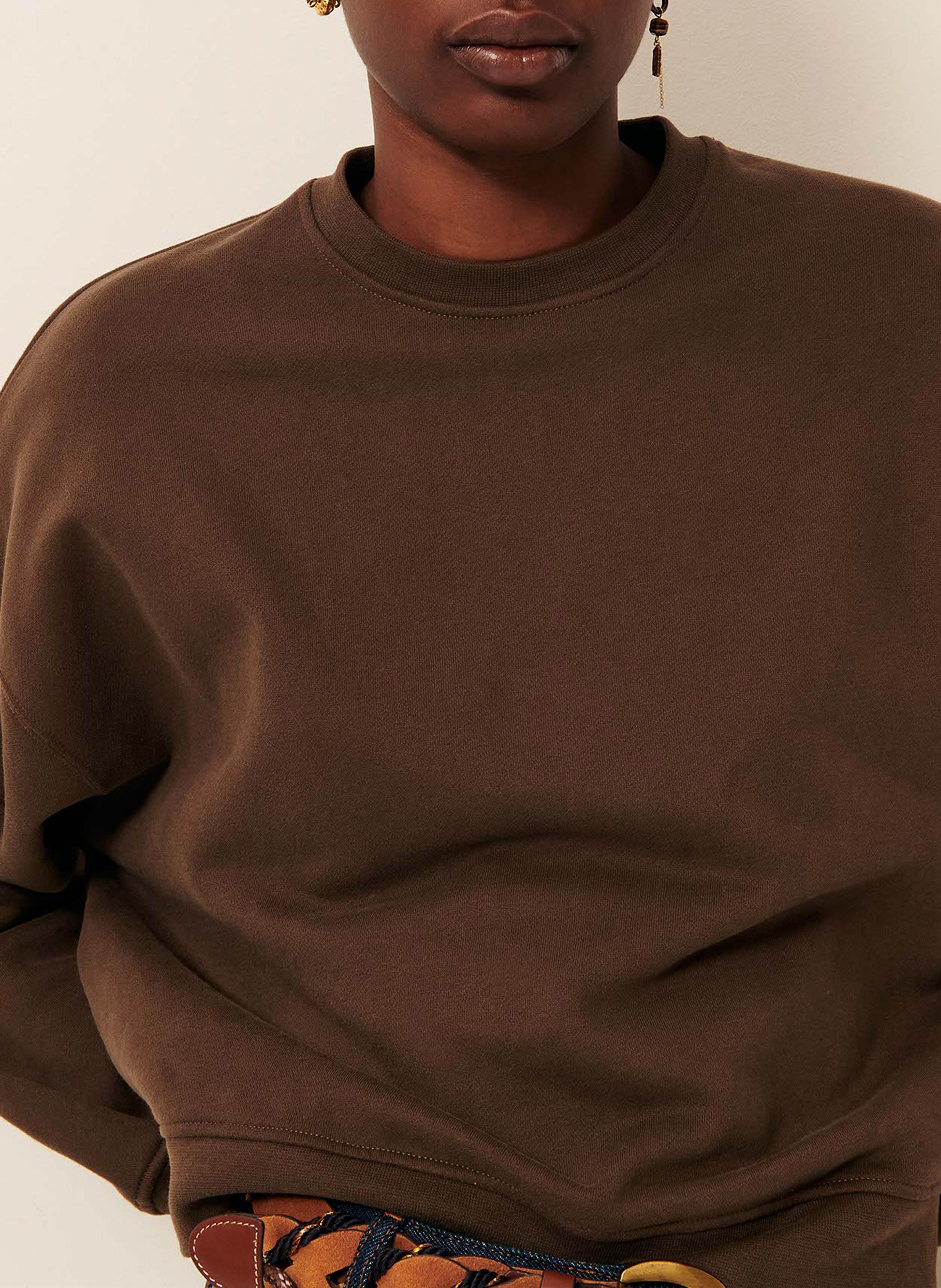 Sweat col rond en coton inea SESSUN Marron