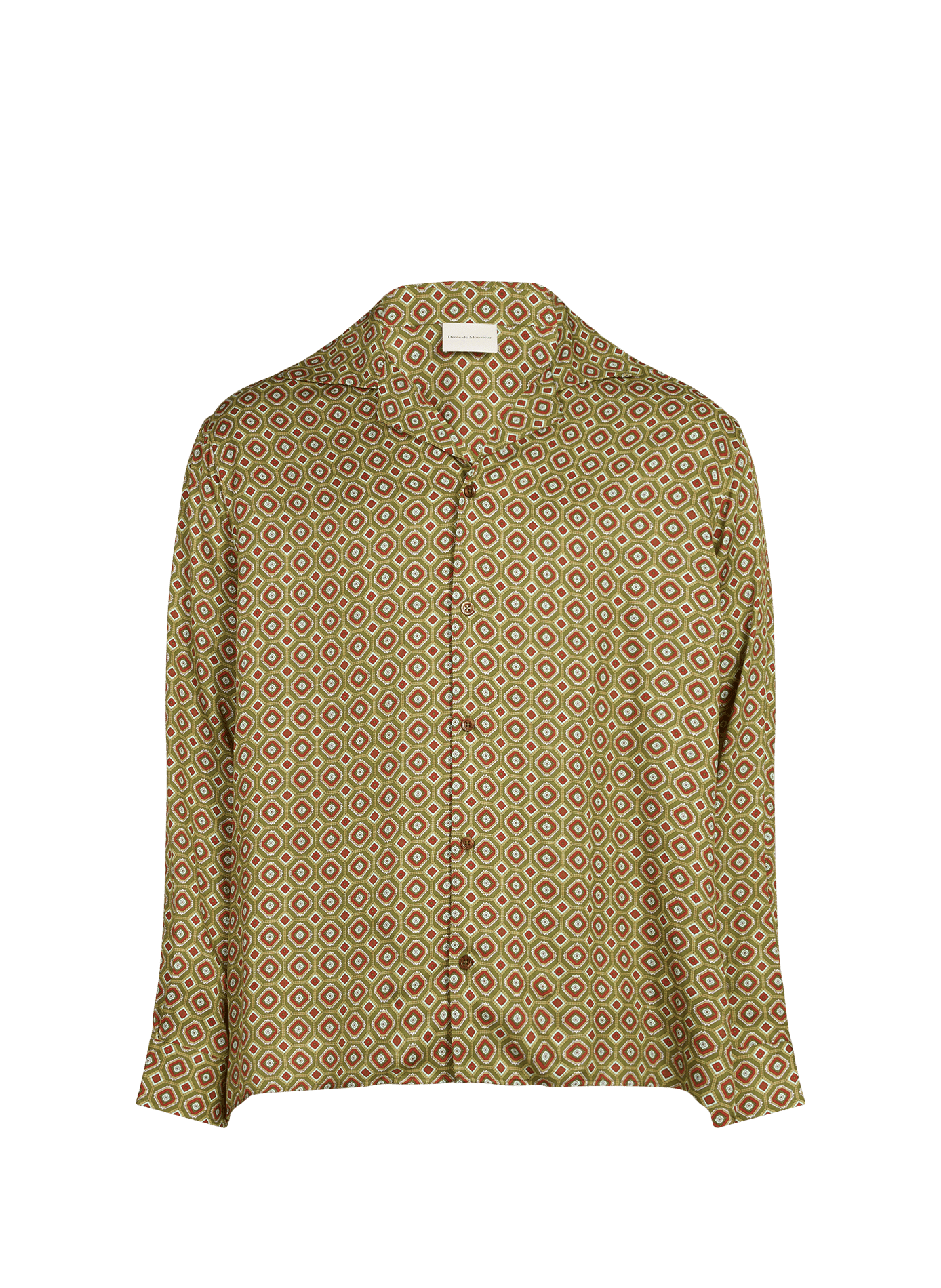 Chemise ample Géométrique imprimée DROLE DE MONSIEUR Kaki
