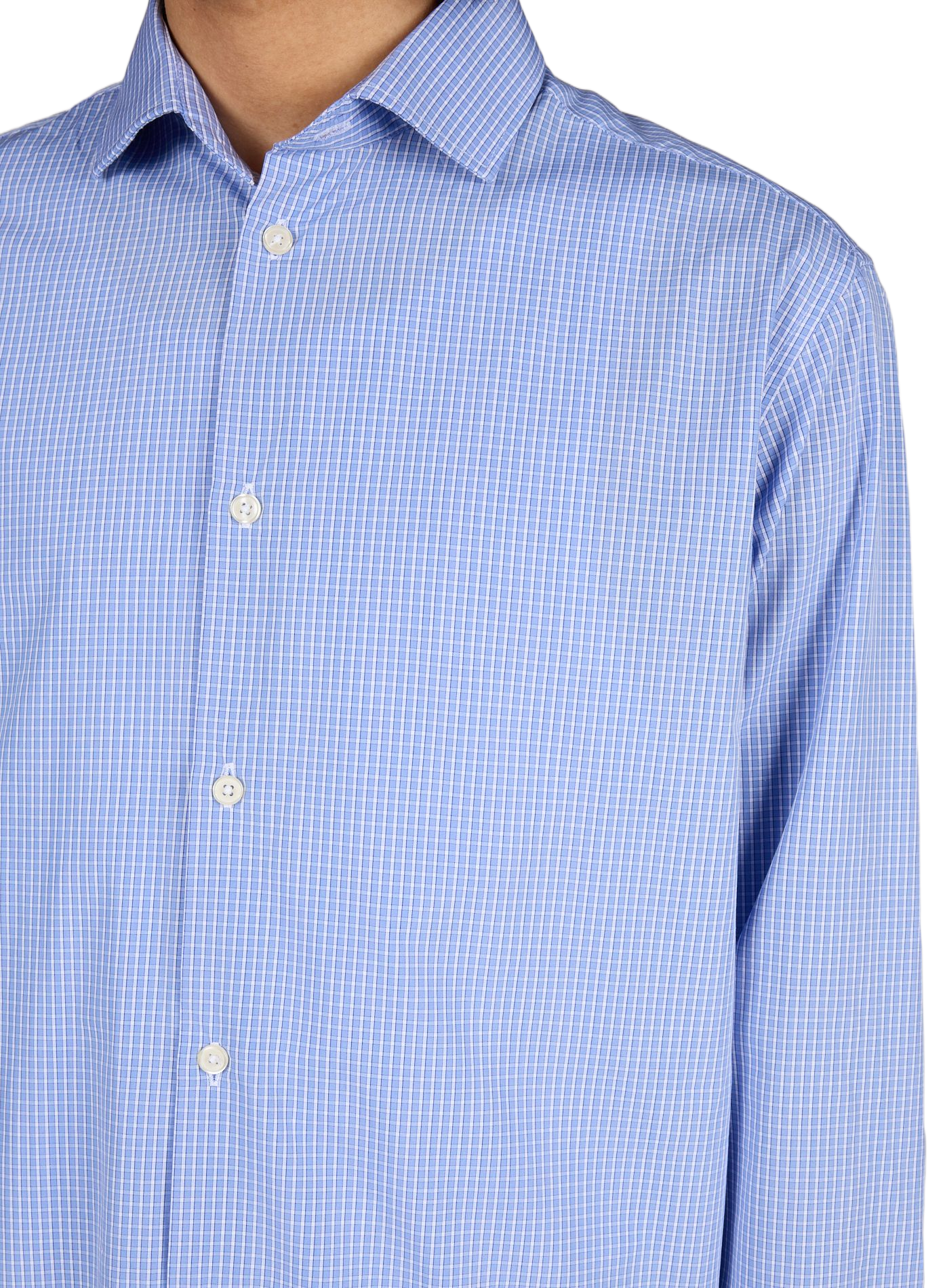 Chemise manches longues à carreaux en coton AU PRINTEMPS PARIS Bleu