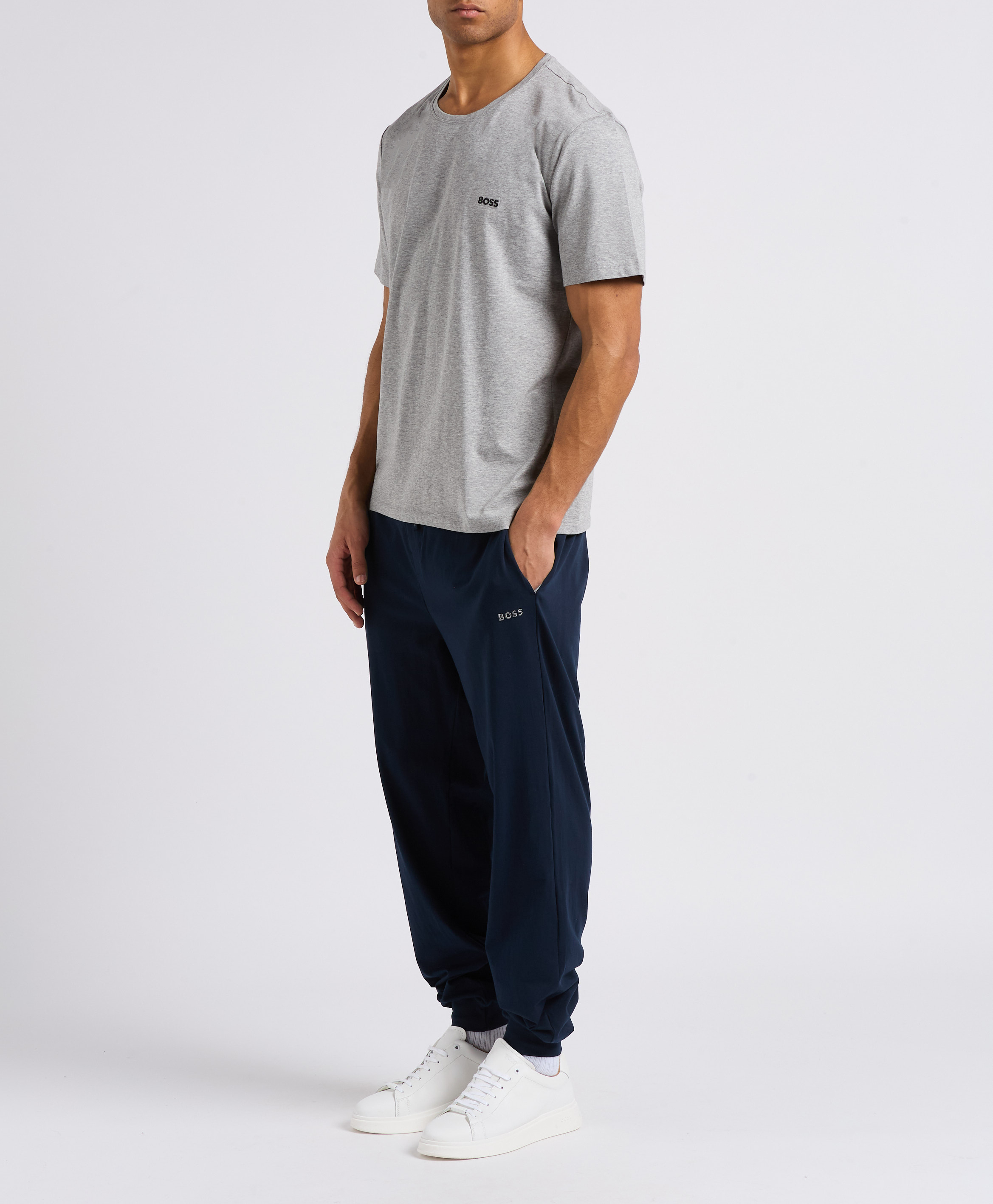 Jogging droit en coton BOSS Bleu