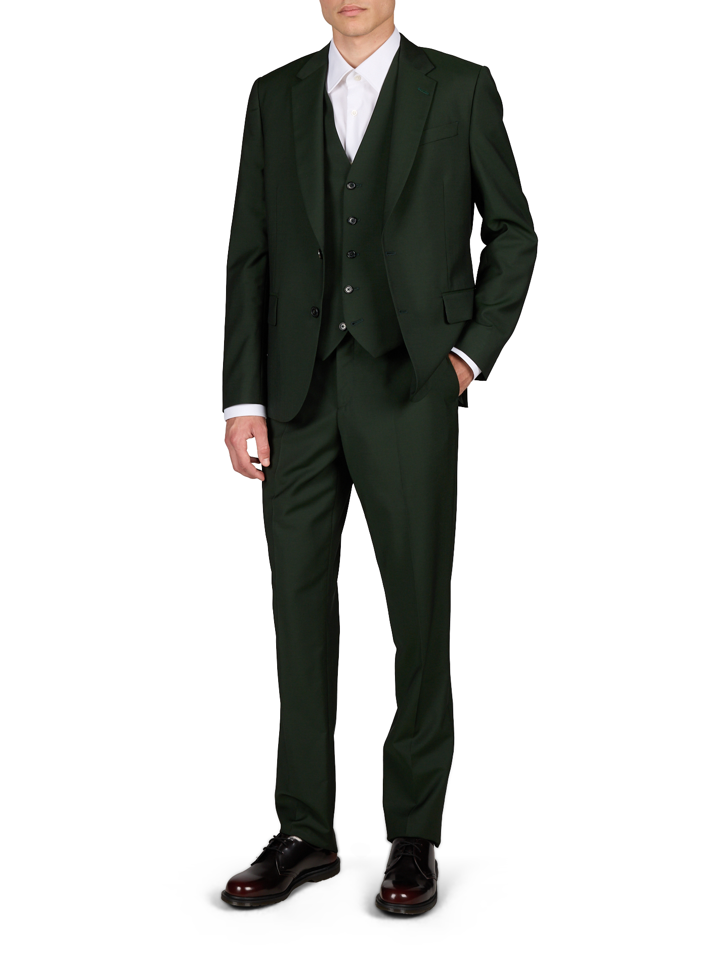 Fitted three-piece suit The Soho in mohair wool PAUL SMITH Green