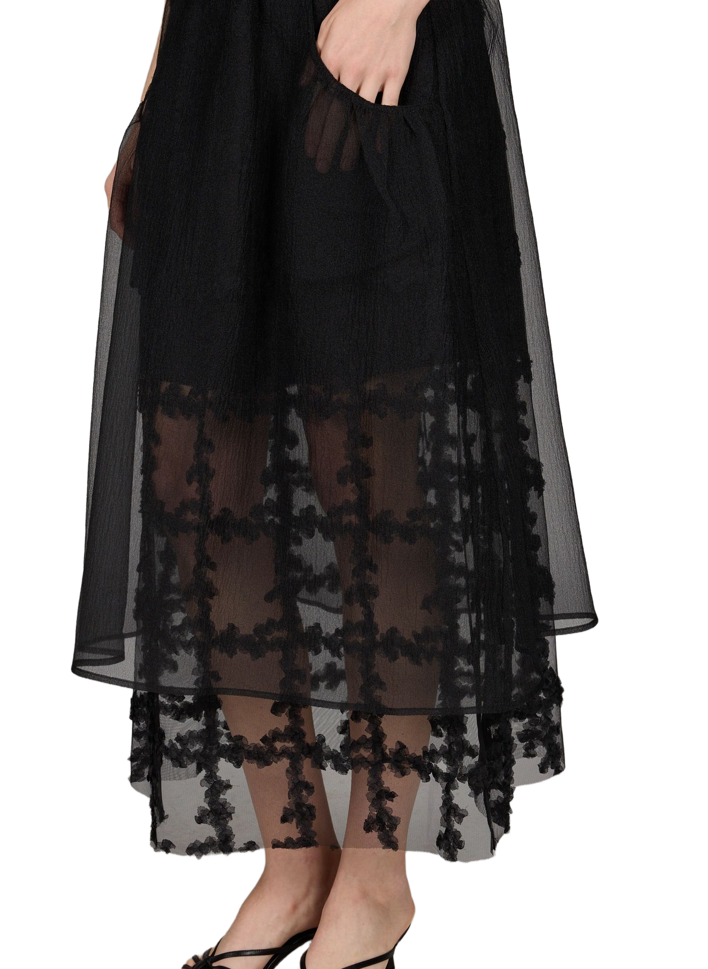 Flowy Long Skirt with Lace Lining BAUM UND PFERDGARTEN Black