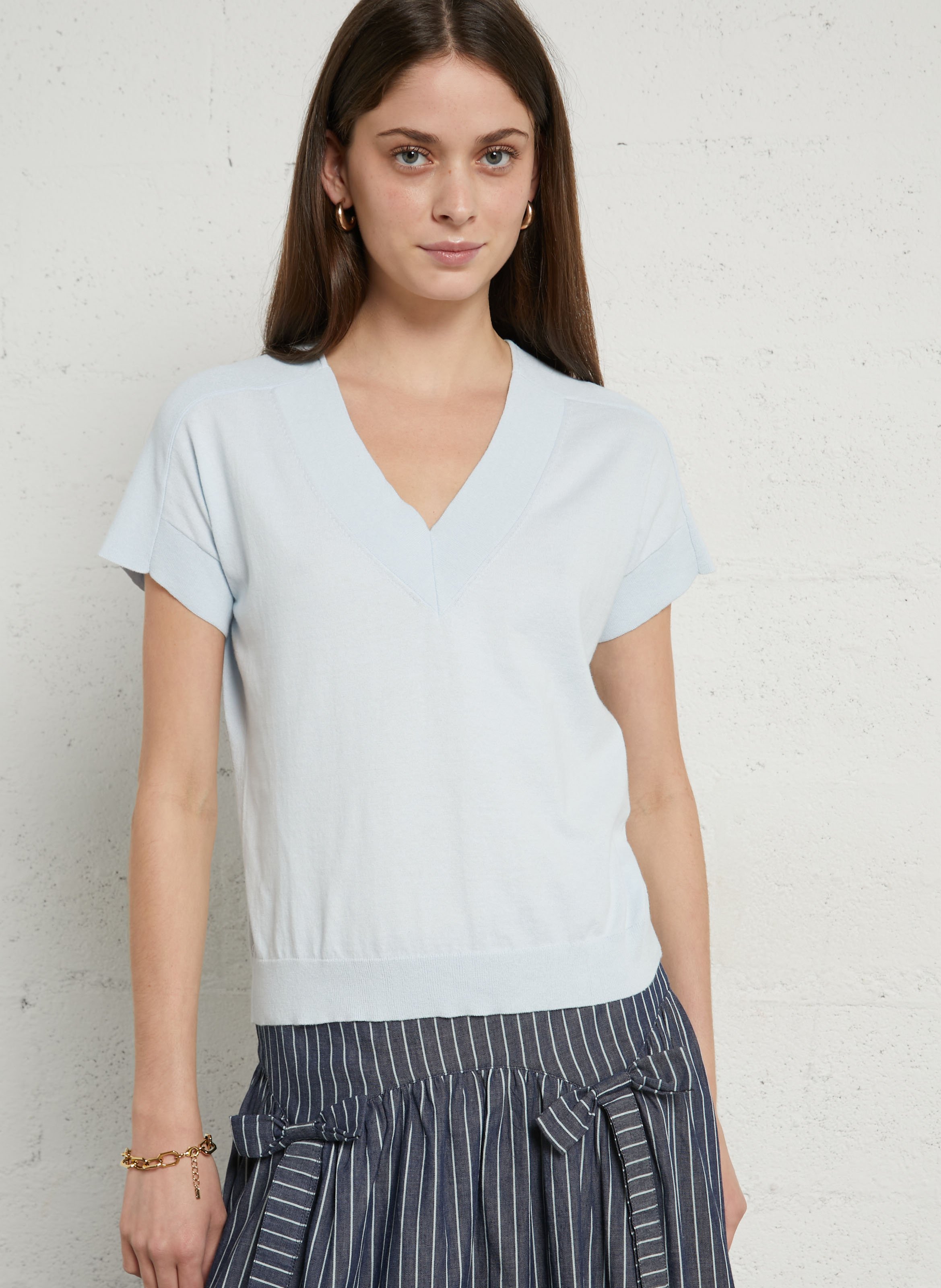 Top oversize col v en coton pretty  Pure bleached