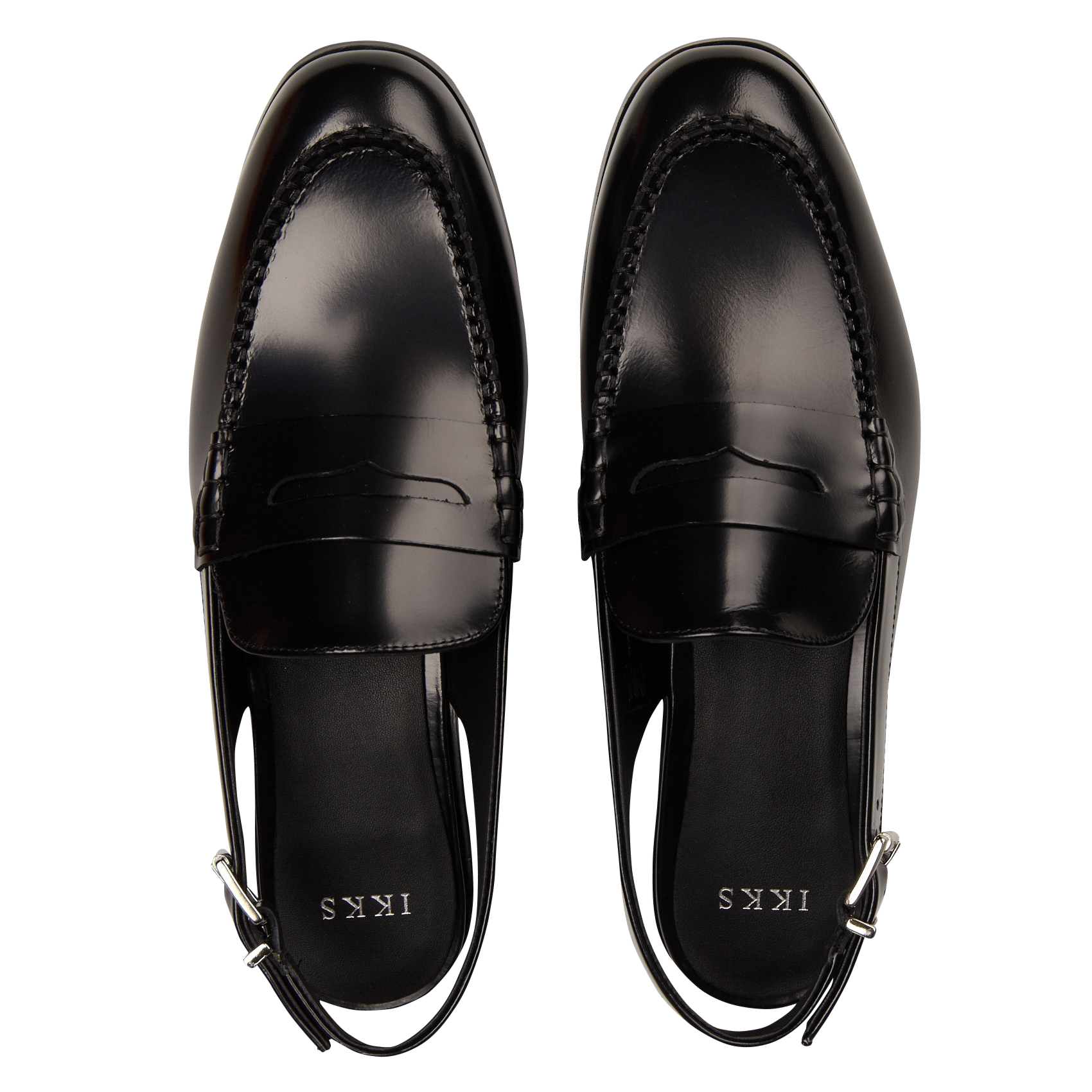 Mocassins slingbacks en cuir lisse IKKS Noir