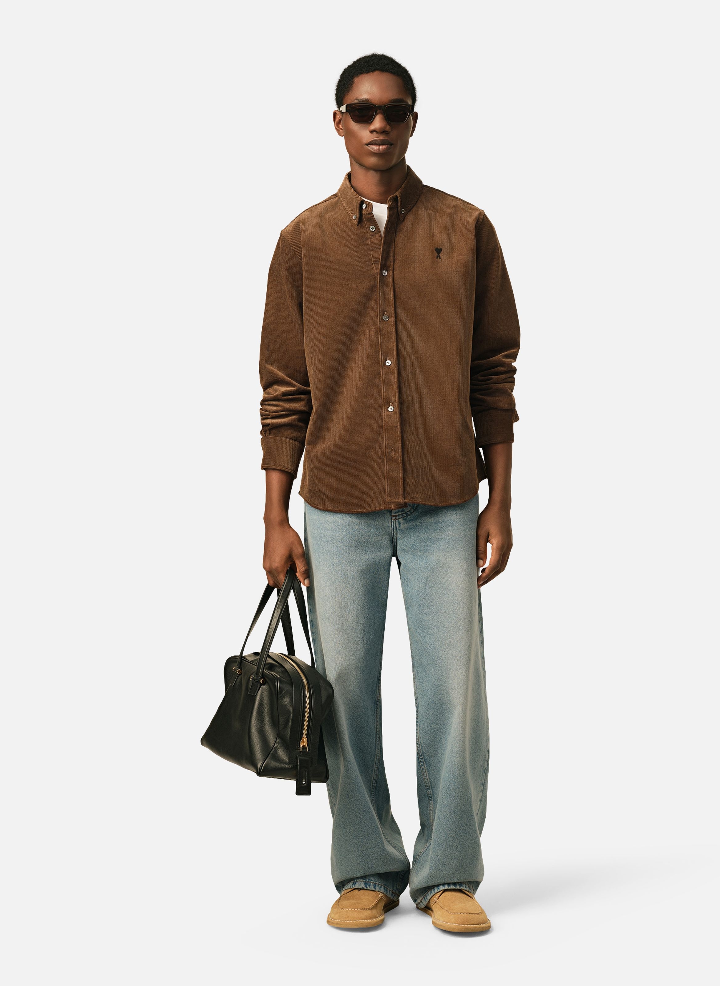 Chemise en velours ami de coeur AMI PARIS Marron