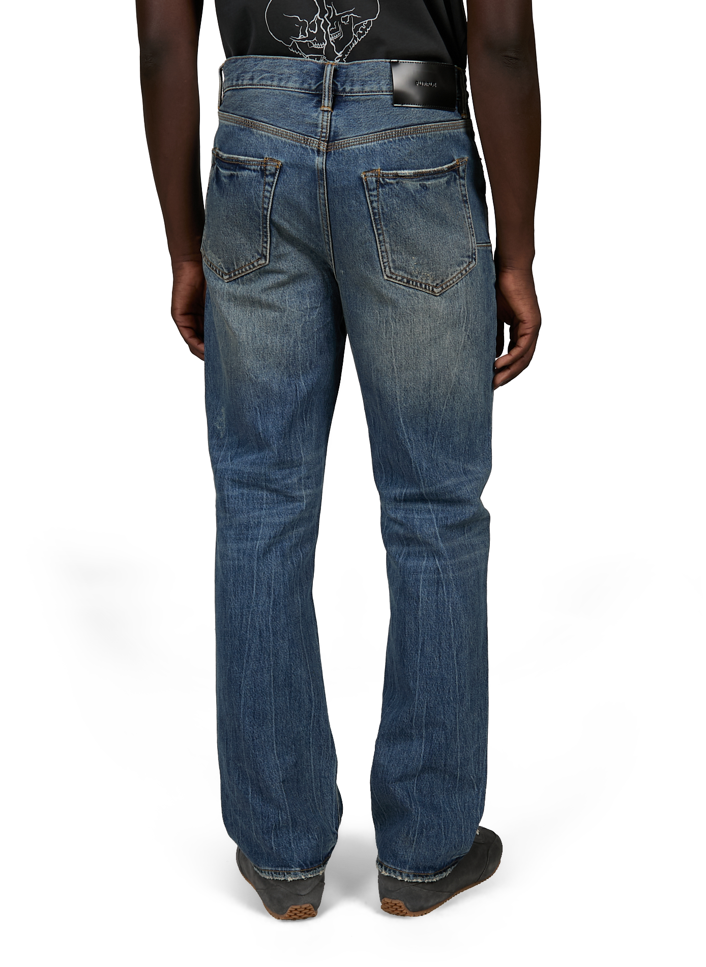 Jean ample délavé et déchiré en coton PURPLE BRAND Bleu