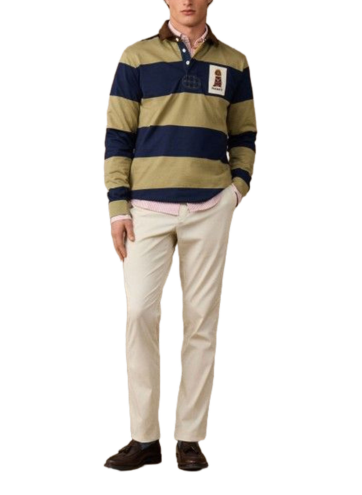 Long-sleeved cotton polo shirt HACKETT Blue