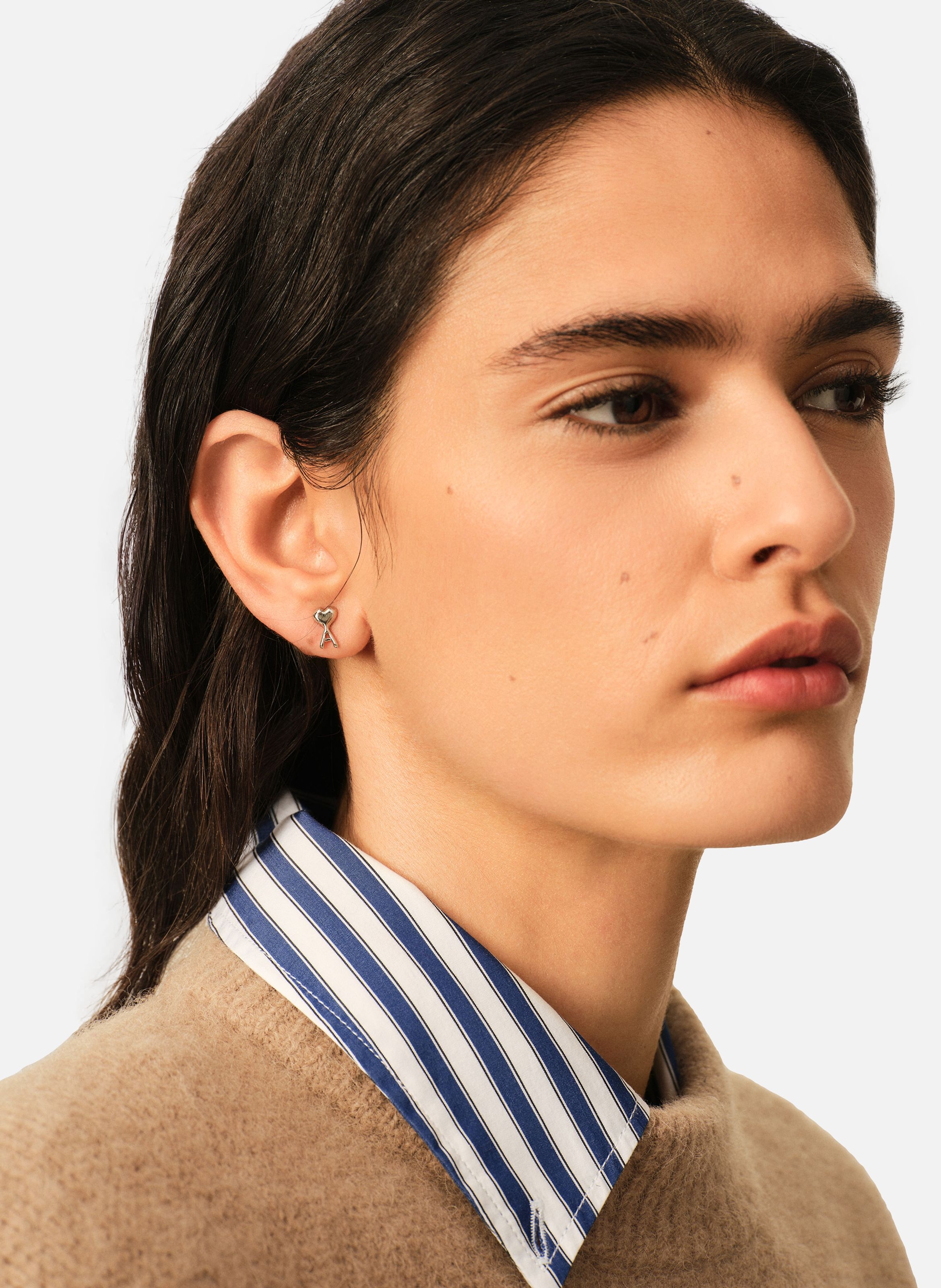 Boucles d'oreilles dorées argentées ami de coeur unisexes en laiton AMI PARIS Gris