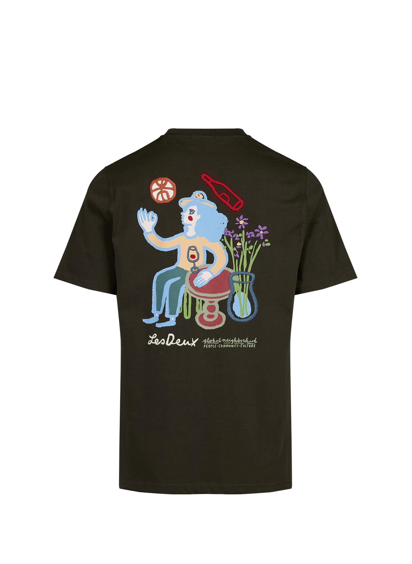 T-shirt droit à motif brodé en coton LES DEUX Vert