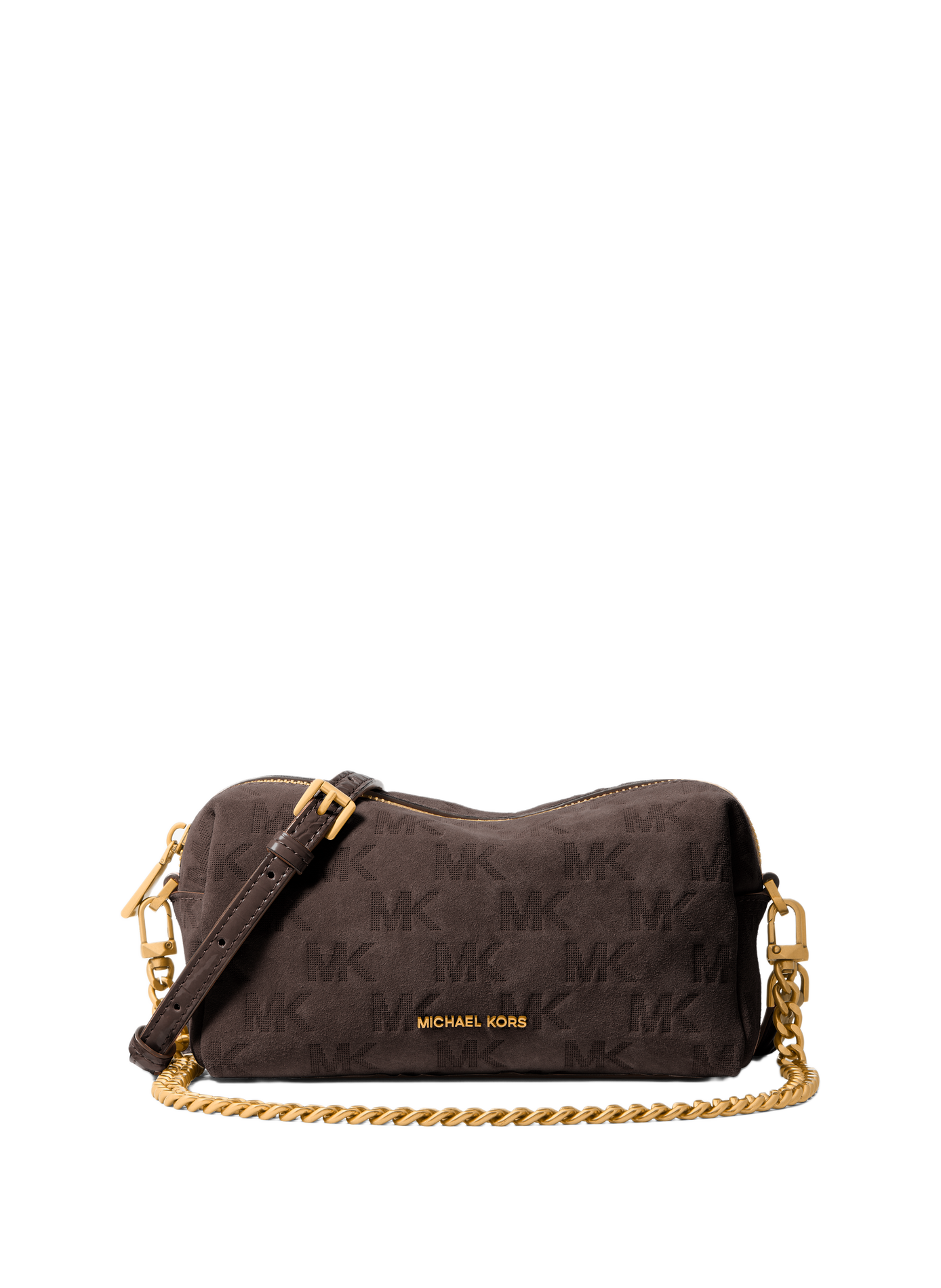 Petit sac à bandoulière Bryant à logo en relief en cuir suédé MICHAEL KORS Marron