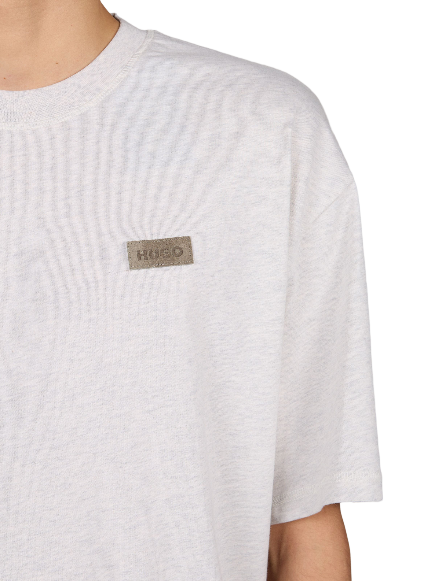 Einfarbiges, gerade geschnittenes T-Shirt mit Rundhalsausschnitt HUGO BLUE Grau
