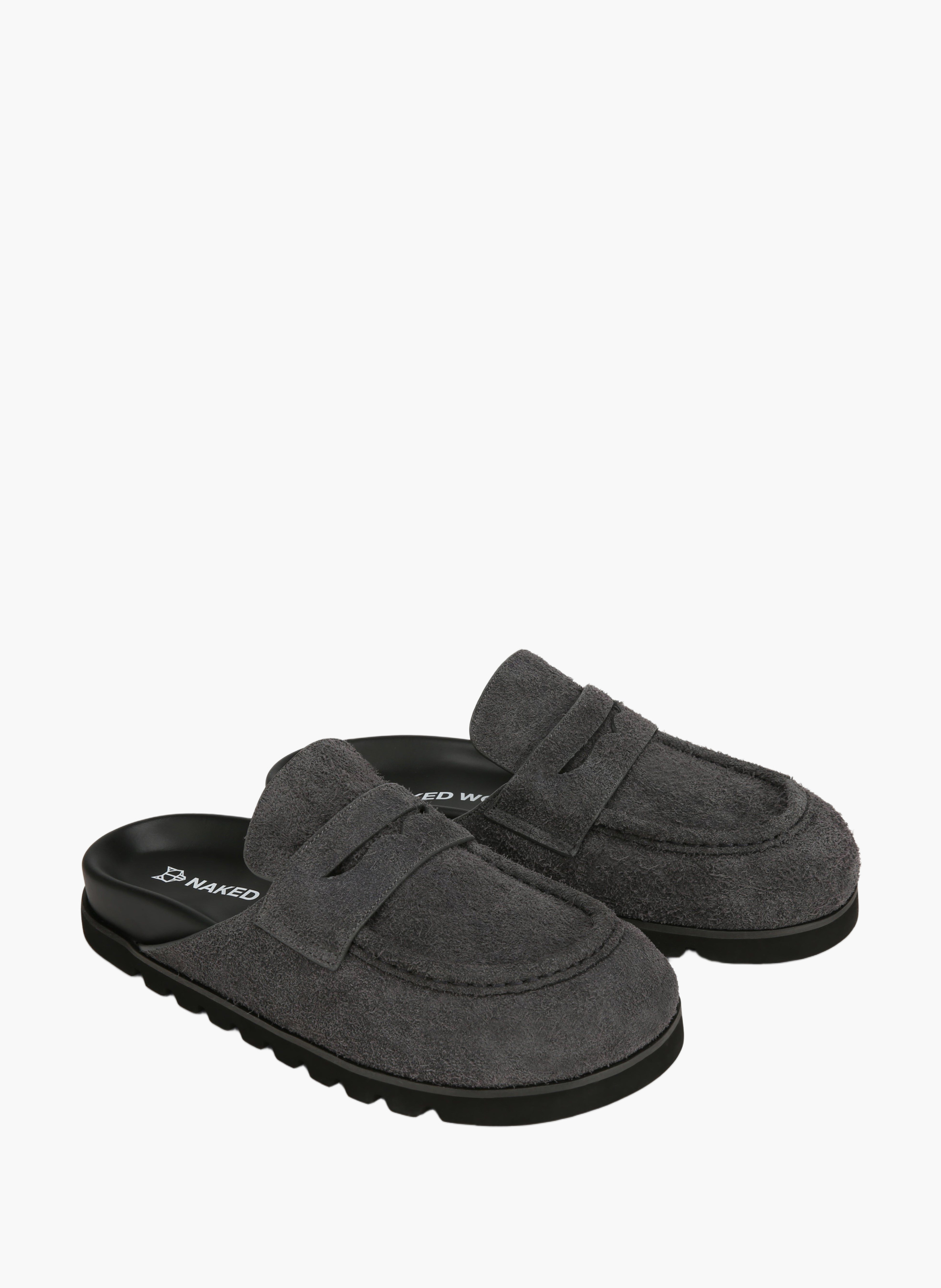 Mules cord en daim effet poilu NAKED WOLFE Gris
