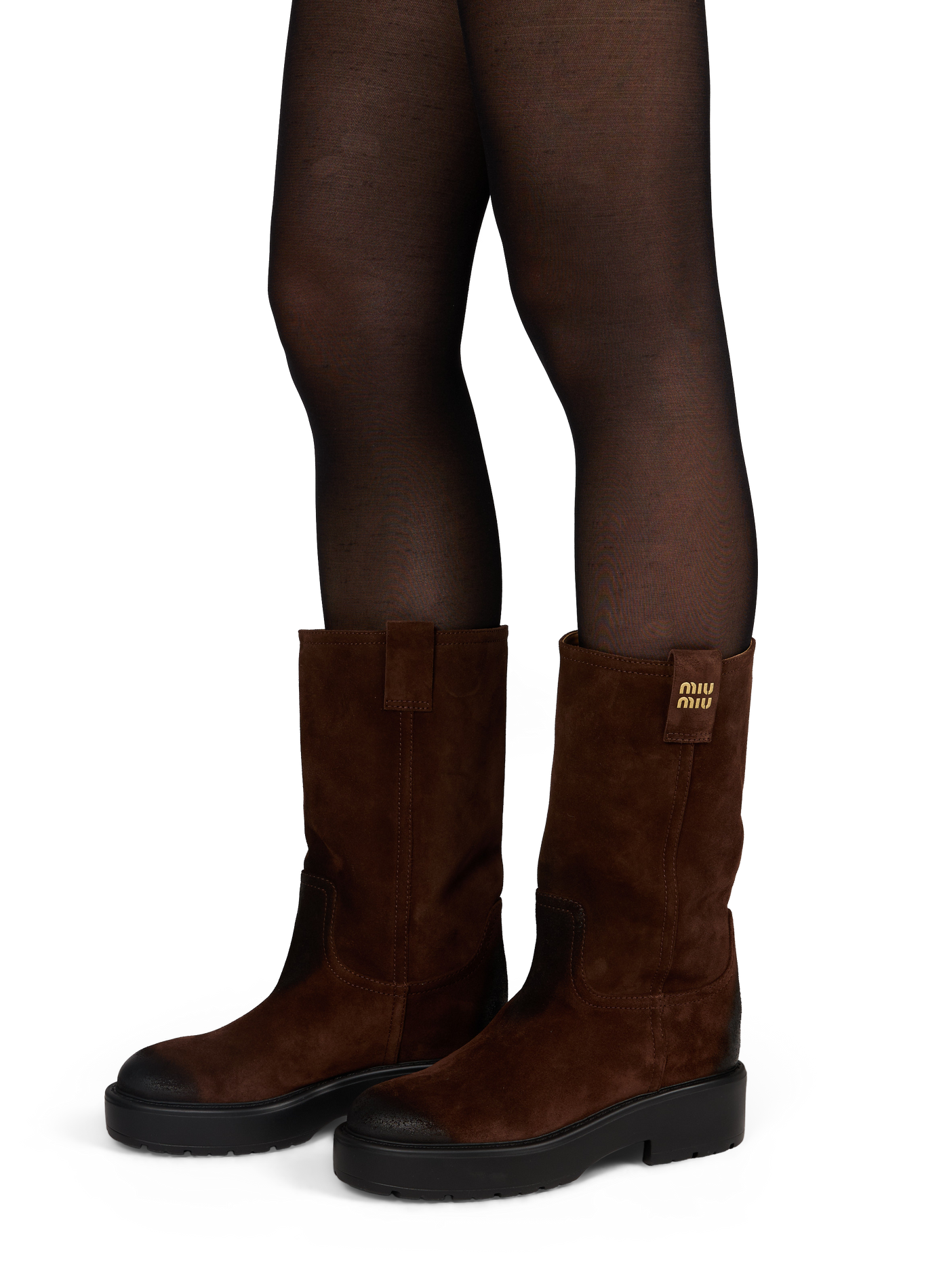 Lamb suede leather boots MIU MIU Brown