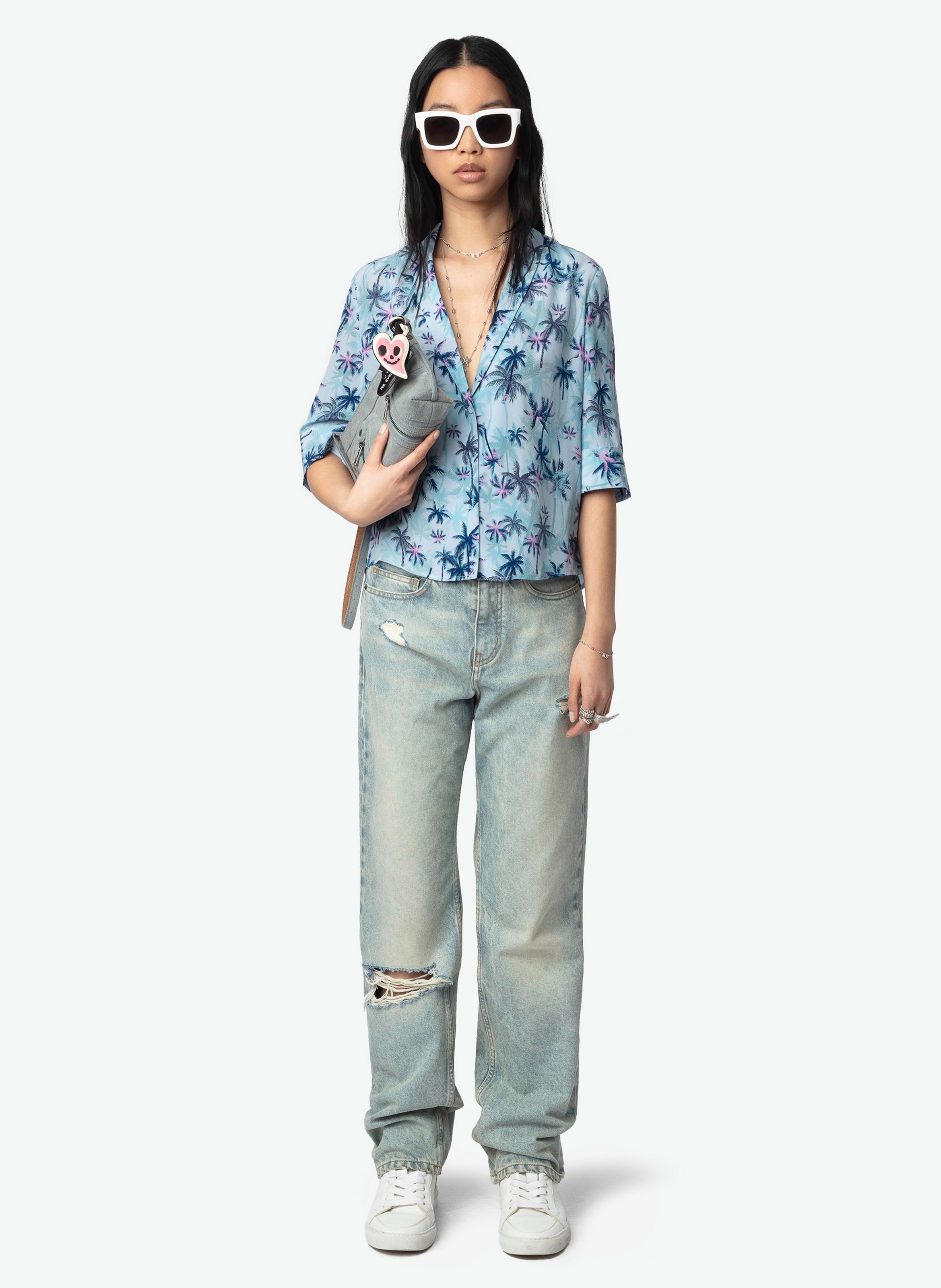 Chemise col v en soie telmos ZADIG&VOLTAIRE Bleu
