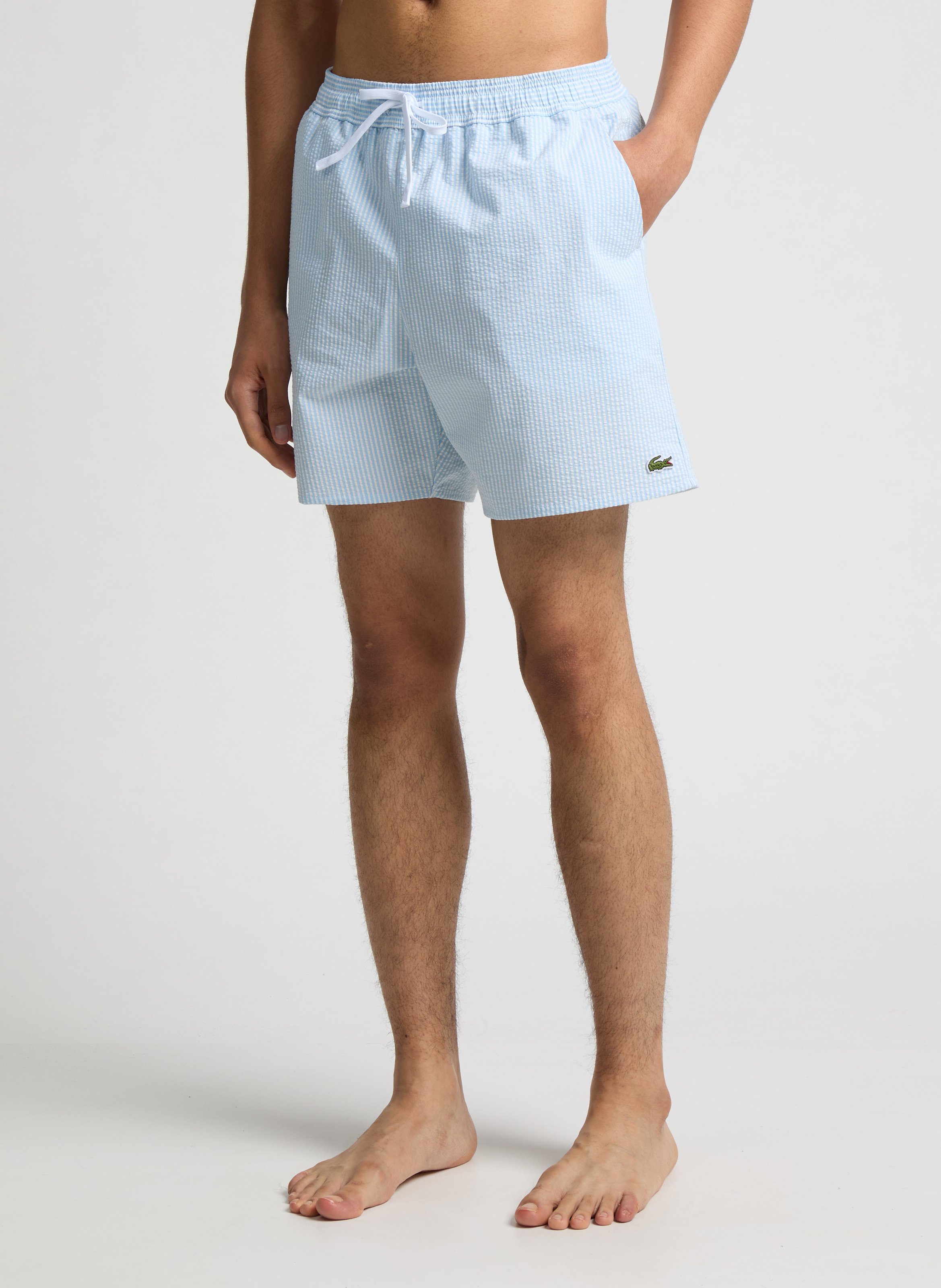 Striped cotton-blend shorts LACOSTE Blue