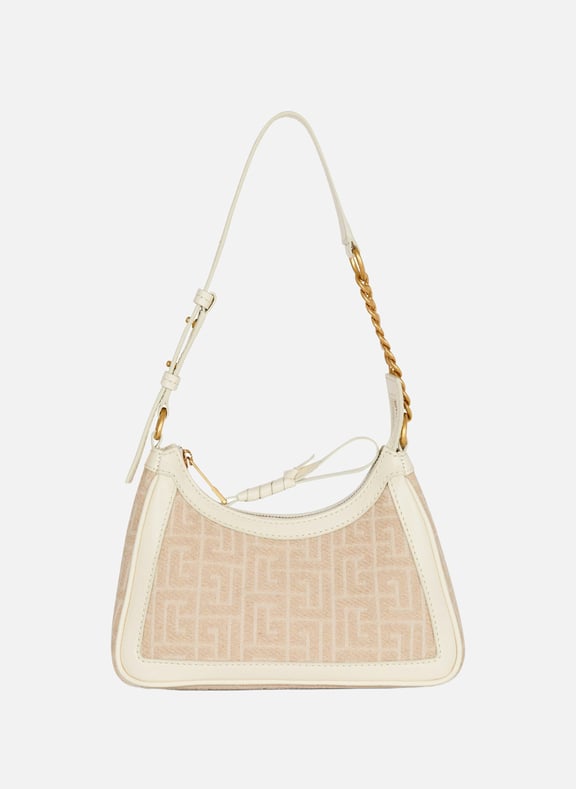 Sac b-army shoulder en toile jacquard monogrammée et cuir Beige by BALMAIN BALMAIN Sac b-army shoulder en toile jacquard monogrammée et cuir Beige