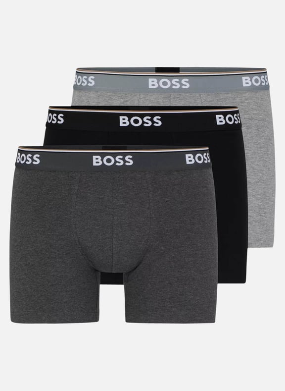 Lot de 3 boxers en coton stretch Argent by BOSS BOSS Lot de 3 boxers en coton stretch Argent