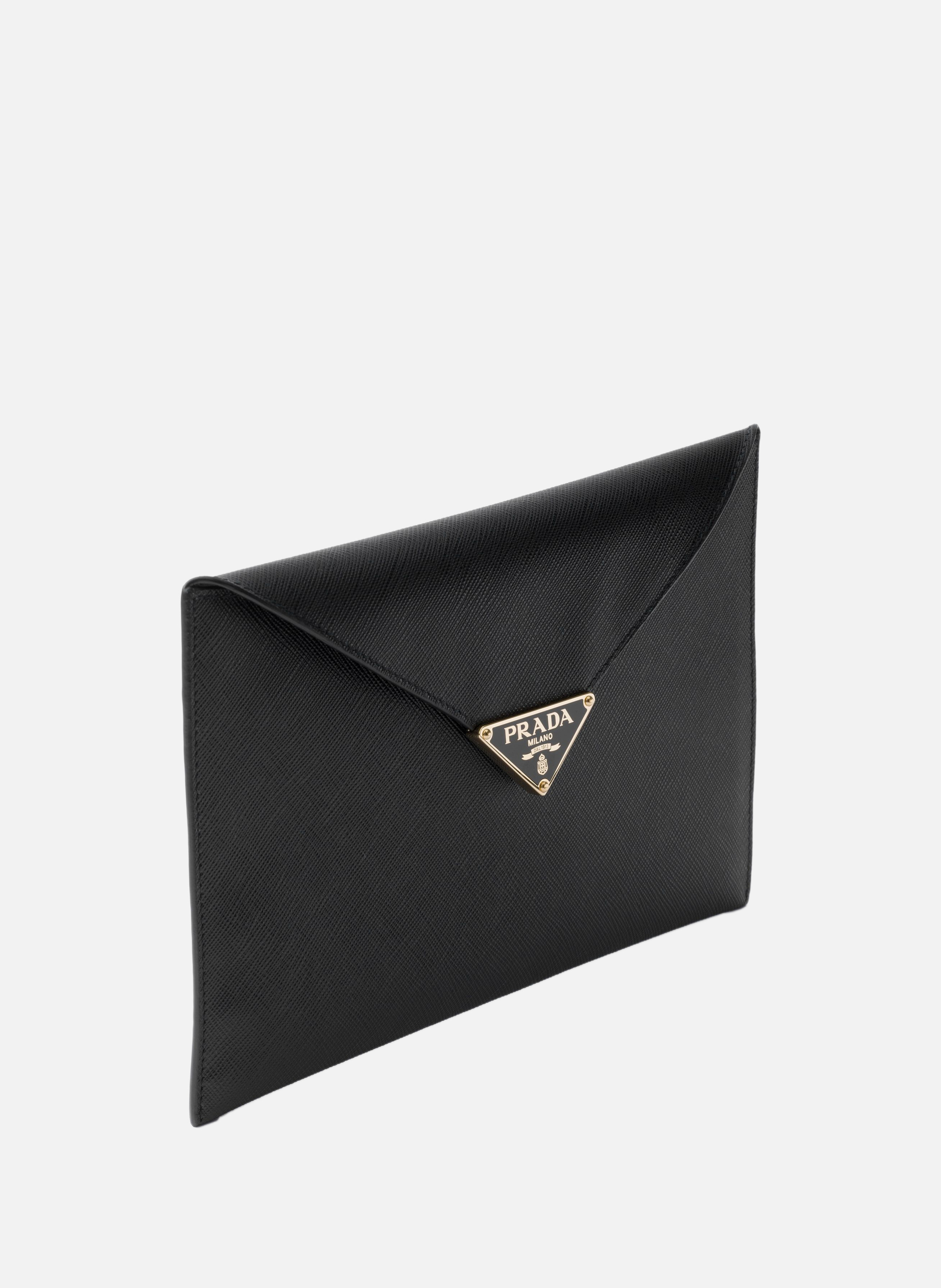 Pochette enveloppe en cuir saffiano PRADA Noir