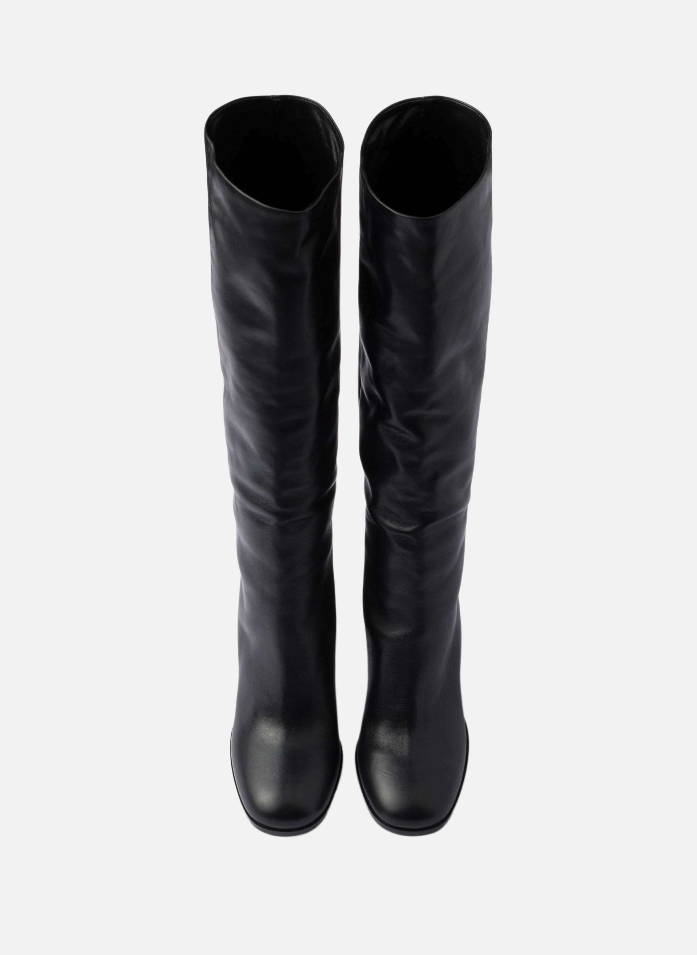 Bottes à talon en cuir PRADA Noir