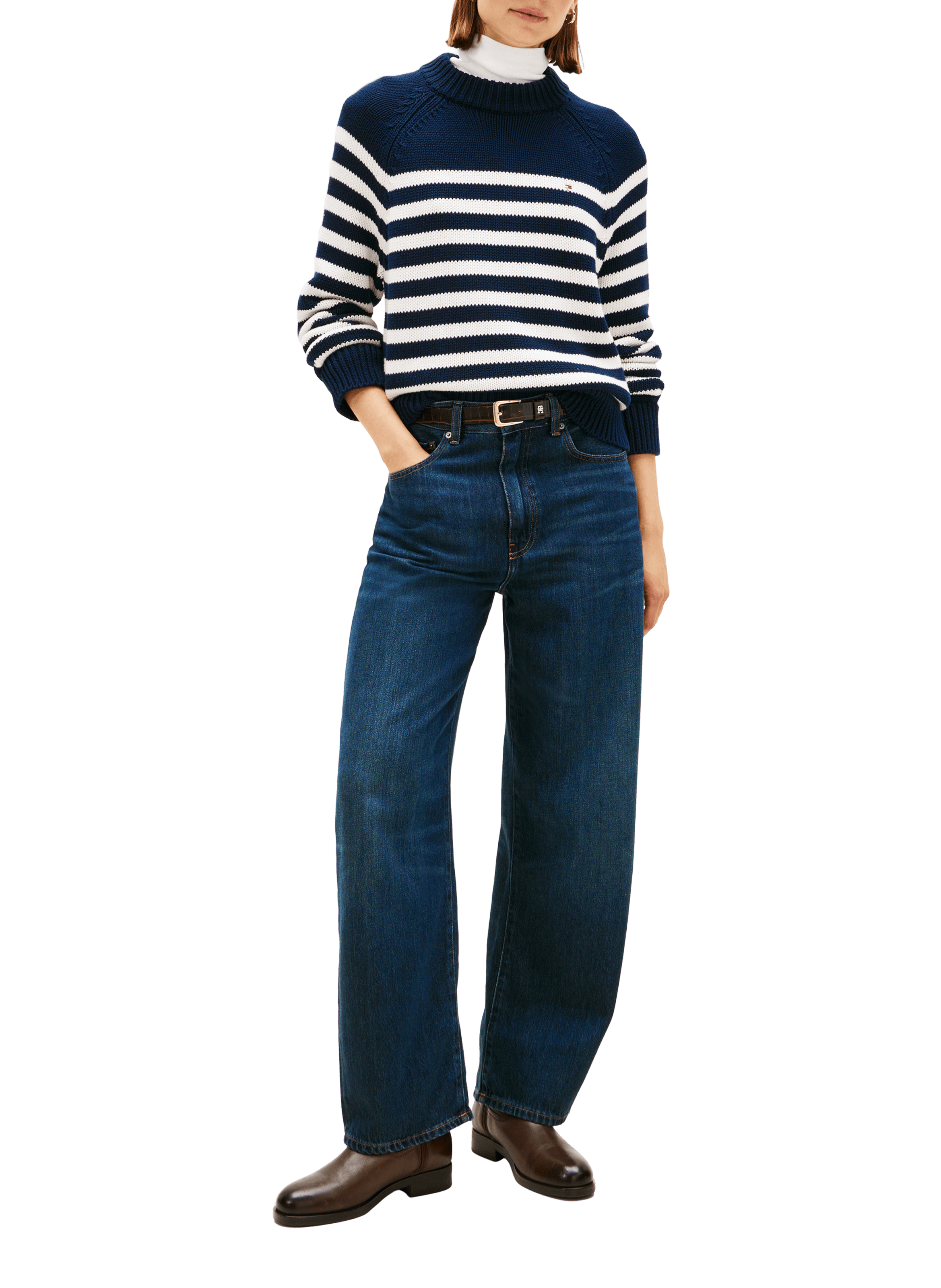 Leather riding boots with buckle TOMMY HILFIGER Brown