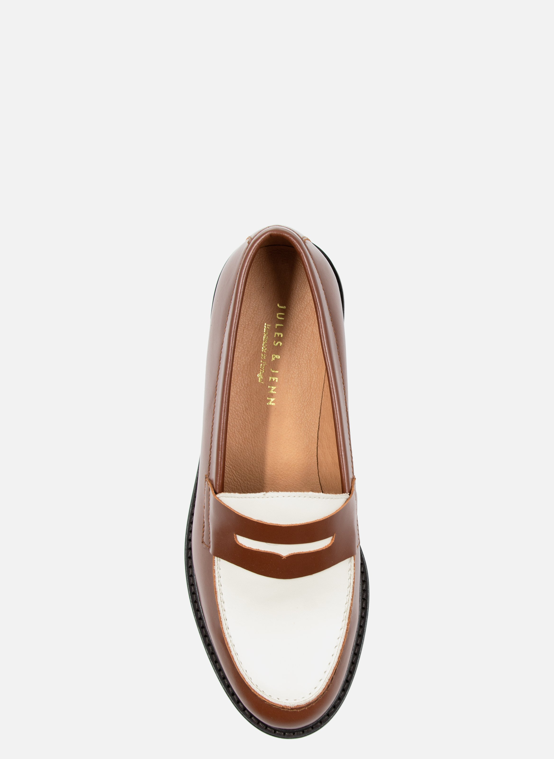 Mocassins cuir lisse JULES & JENN Marron