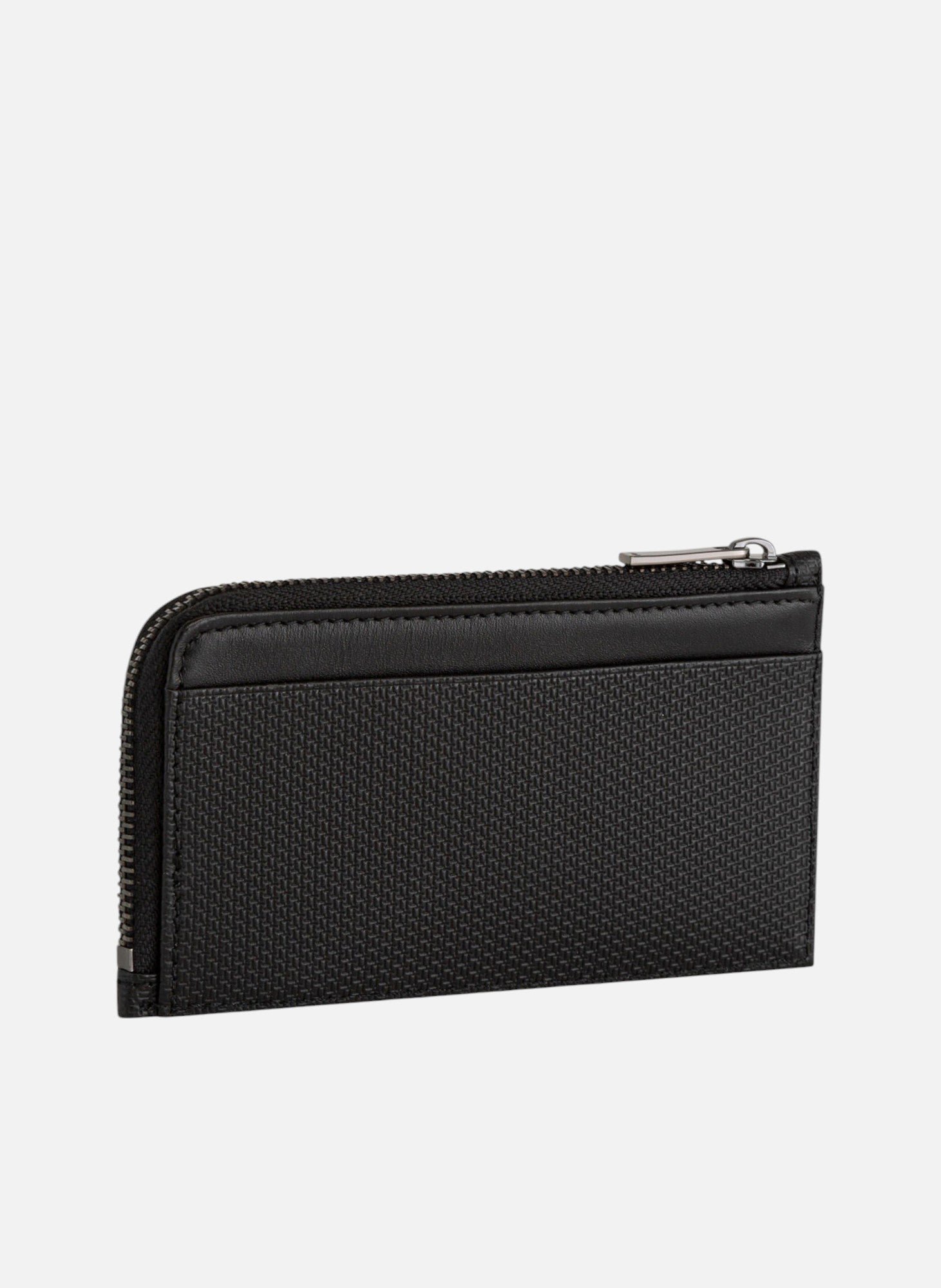 Porte carte large zippé emile en cuir signature t LE TANNEUR Noir