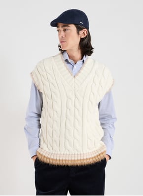 Pull sans manches torsadé en laine LACOSTE Pull sans manches torsadé en laine LACOSTE