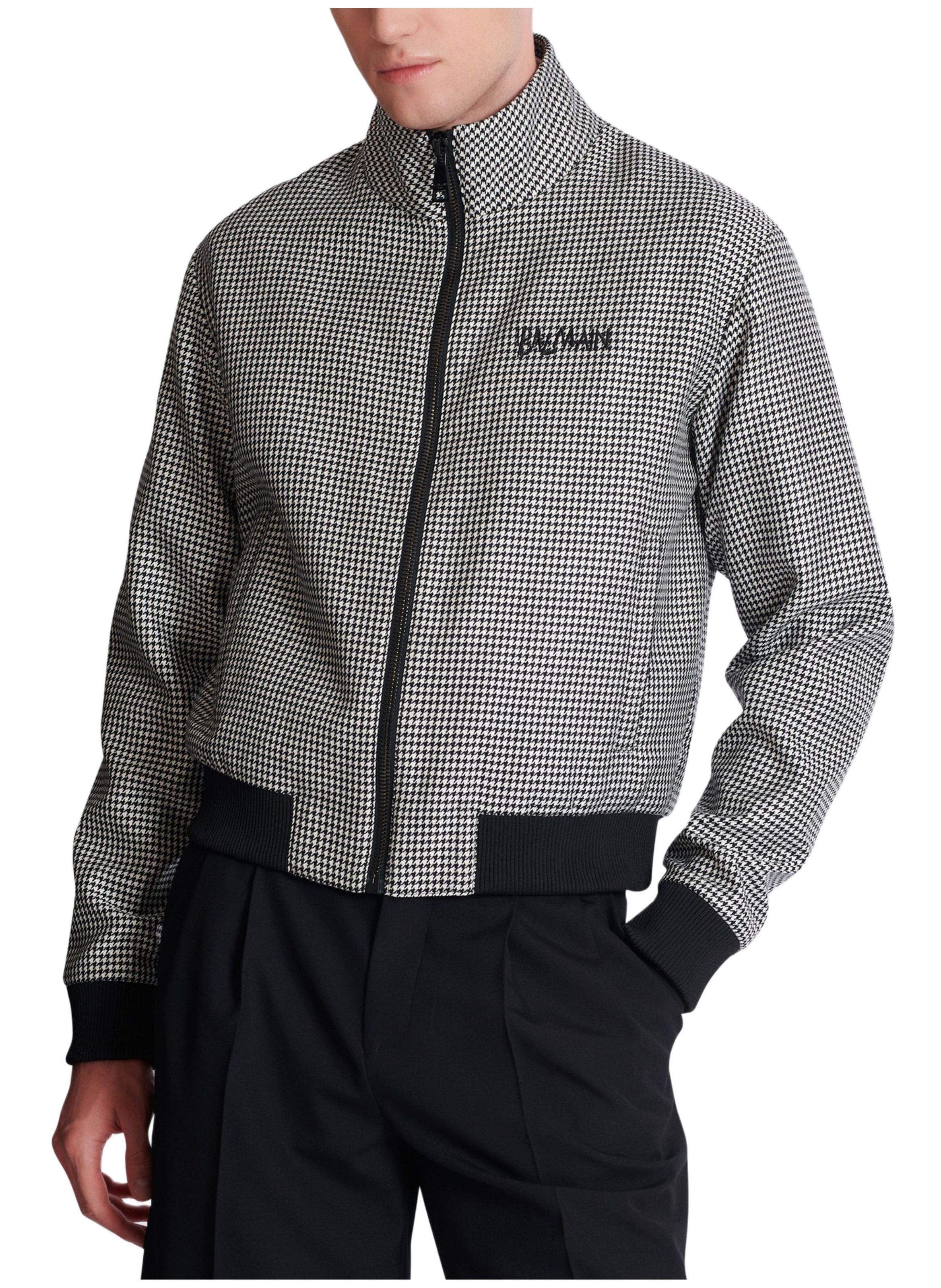 Veste en laine pied-de-poule BALMAIN Noir