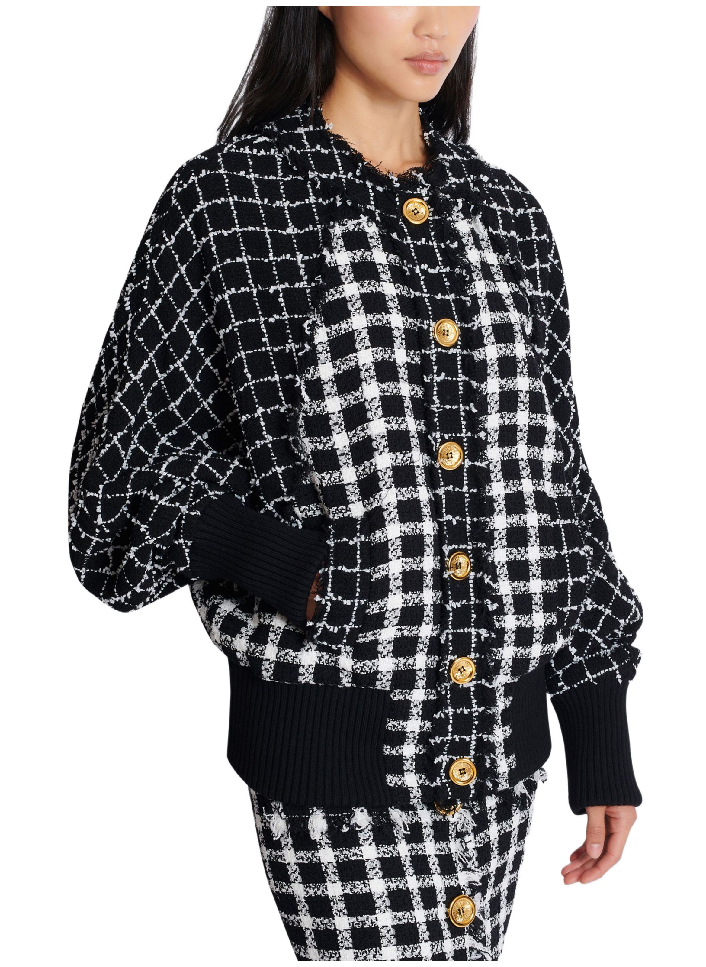 Bomber oversize en tweed mélangé BALMAIN Noir