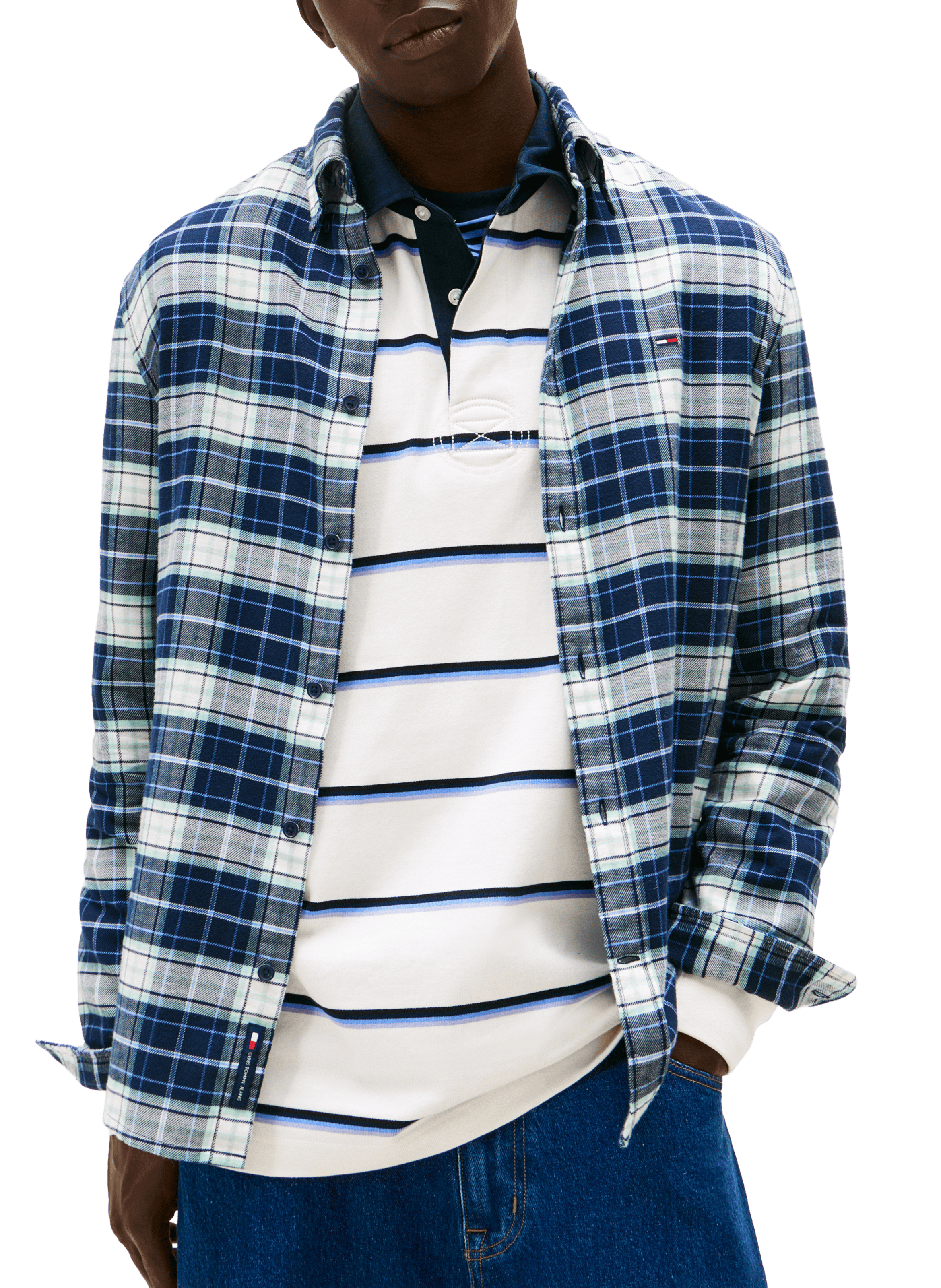 Chemises à carreaux en coton TOMMY HILFIGER Bleu