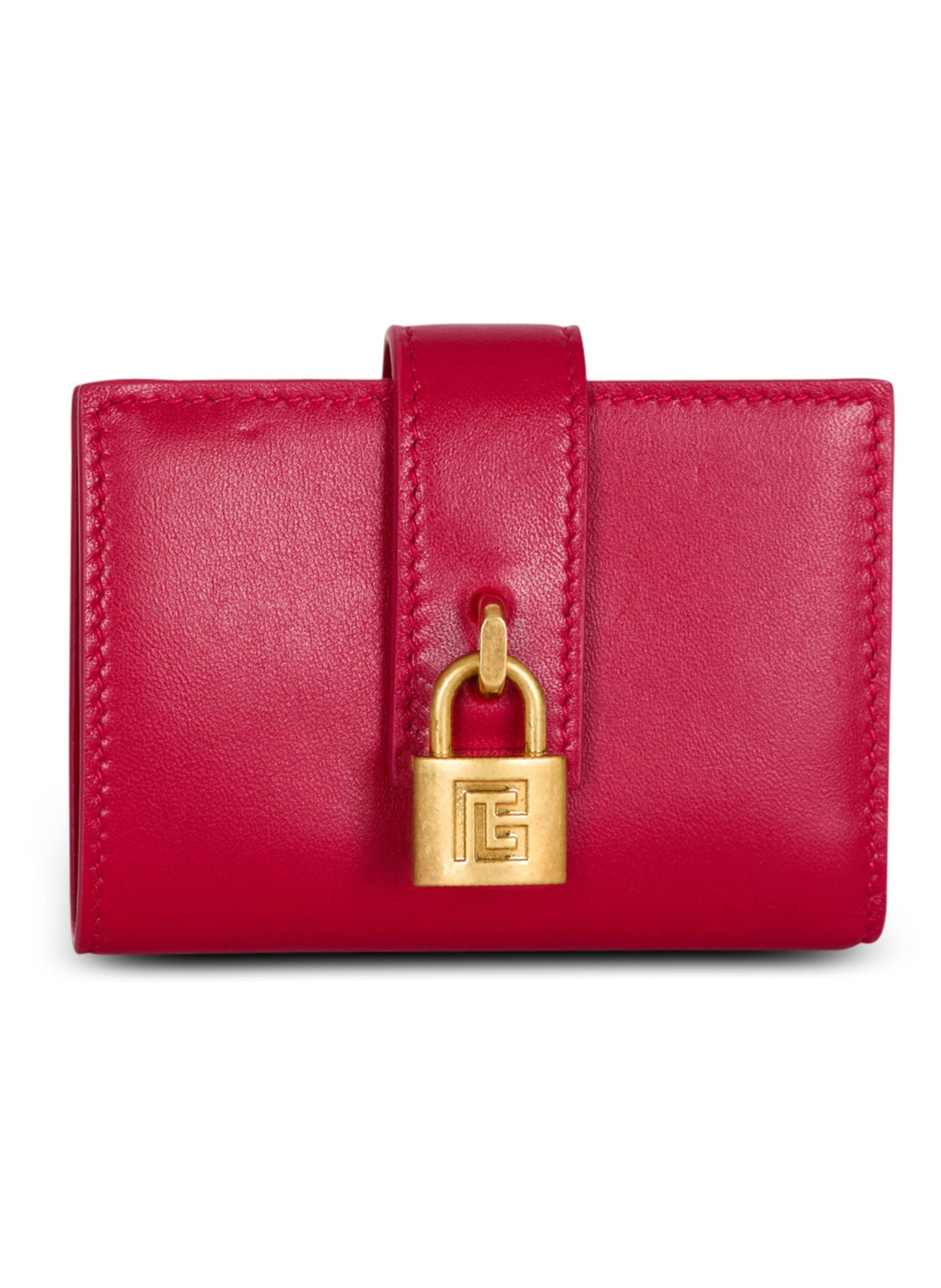 Porte-monnaie pulse en cuir BALMAIN Rose