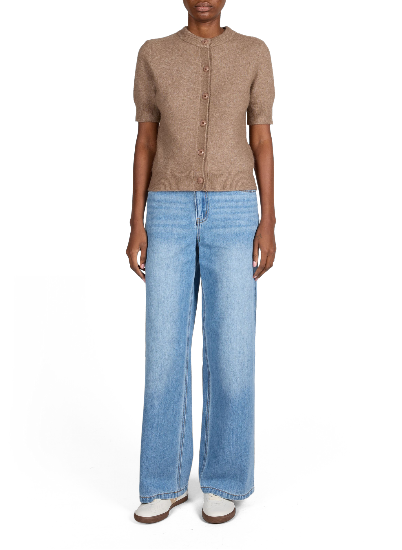 Cardigan à col rond en laine mélangé SAMSOE SAMSOE Marron