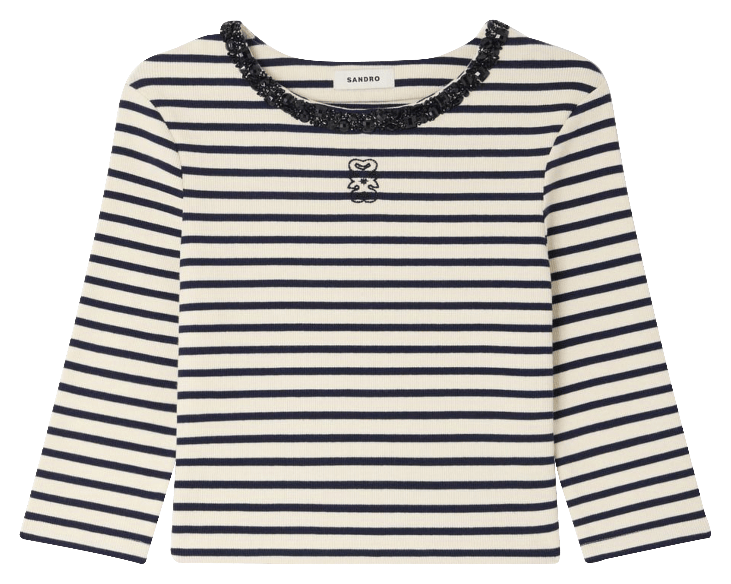 Tee-shirt col rond en coton mélangé SANDRO Bleu